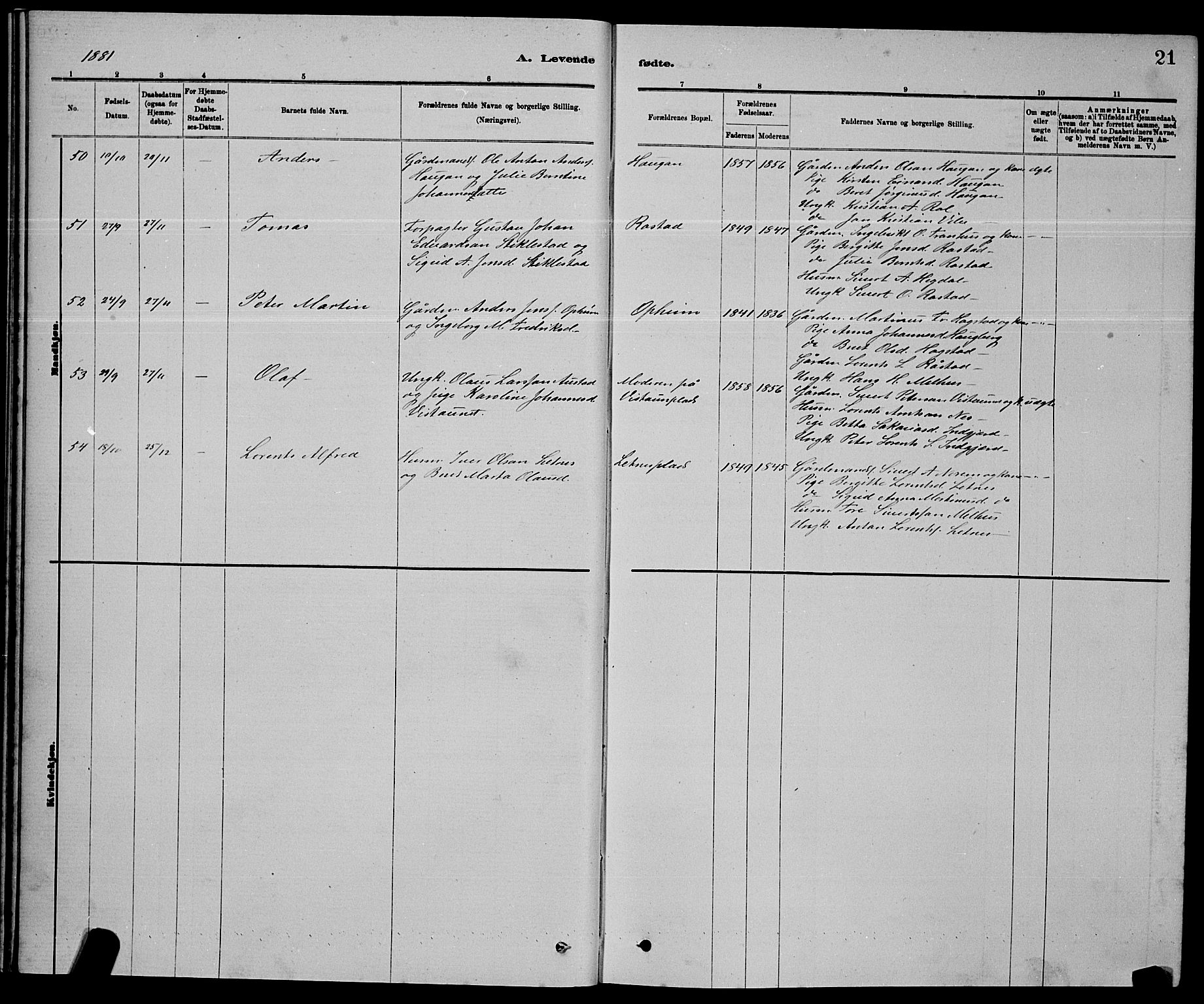 Ministerialprotokoller, klokkerbøker og fødselsregistre - Nord-Trøndelag, AV/SAT-A-1458/730/L0301: Parish register (copy) no. 730C04, 1880-1897, p. 21