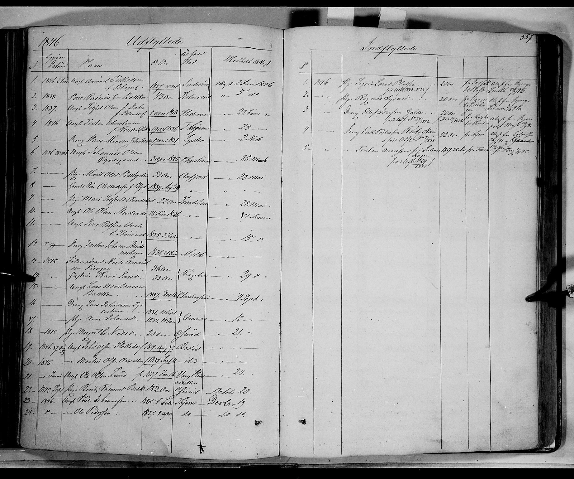 Lom prestekontor, SAH/PREST-070/K/L0006: Parish register (official) no. 6B, 1837-1863, p. 557
