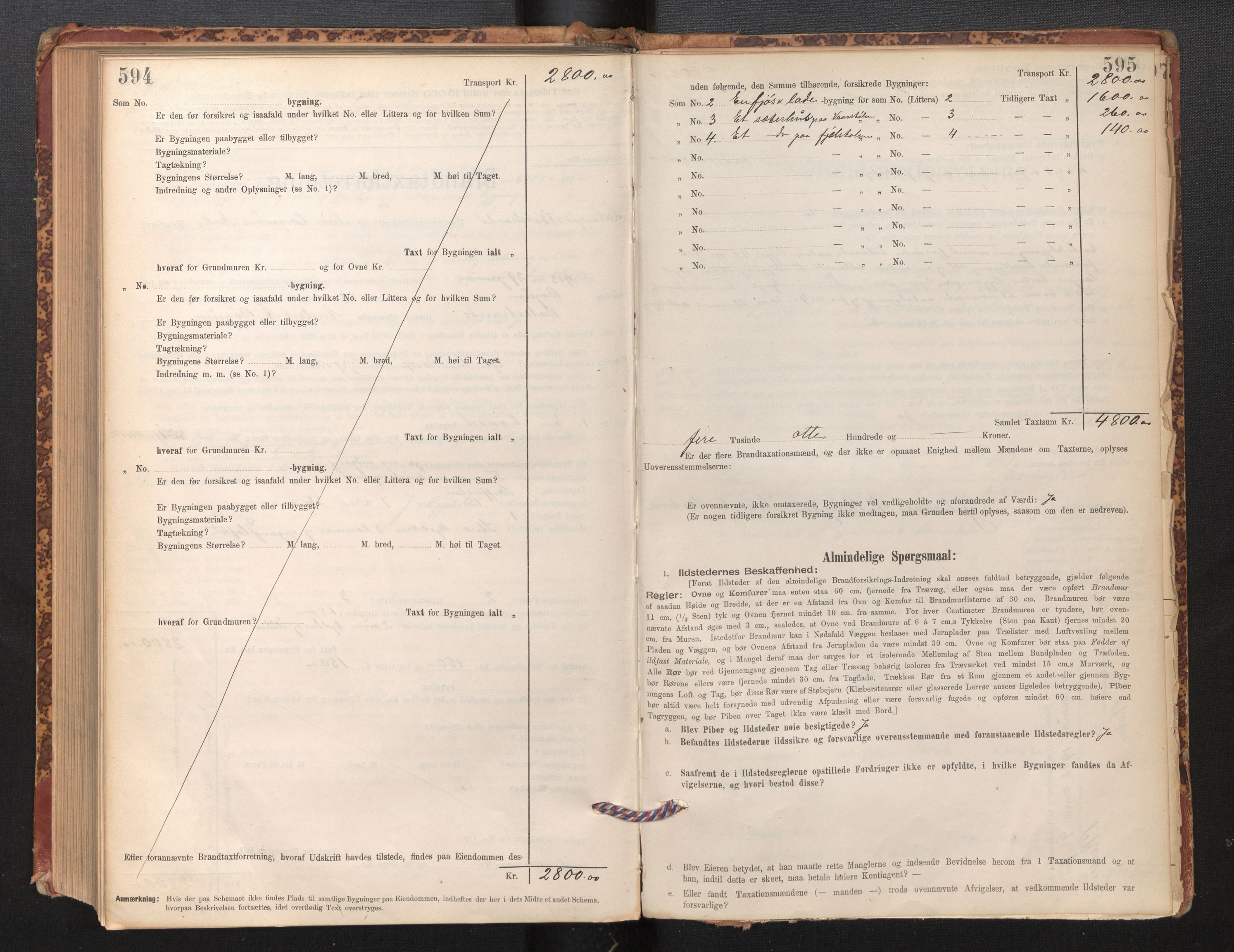 Lensmannen i Leikanger, AV/SAB-A-29201/0012/L0004: Branntakstprotokoll, skjematakst, 1894-1903, p. 594-595