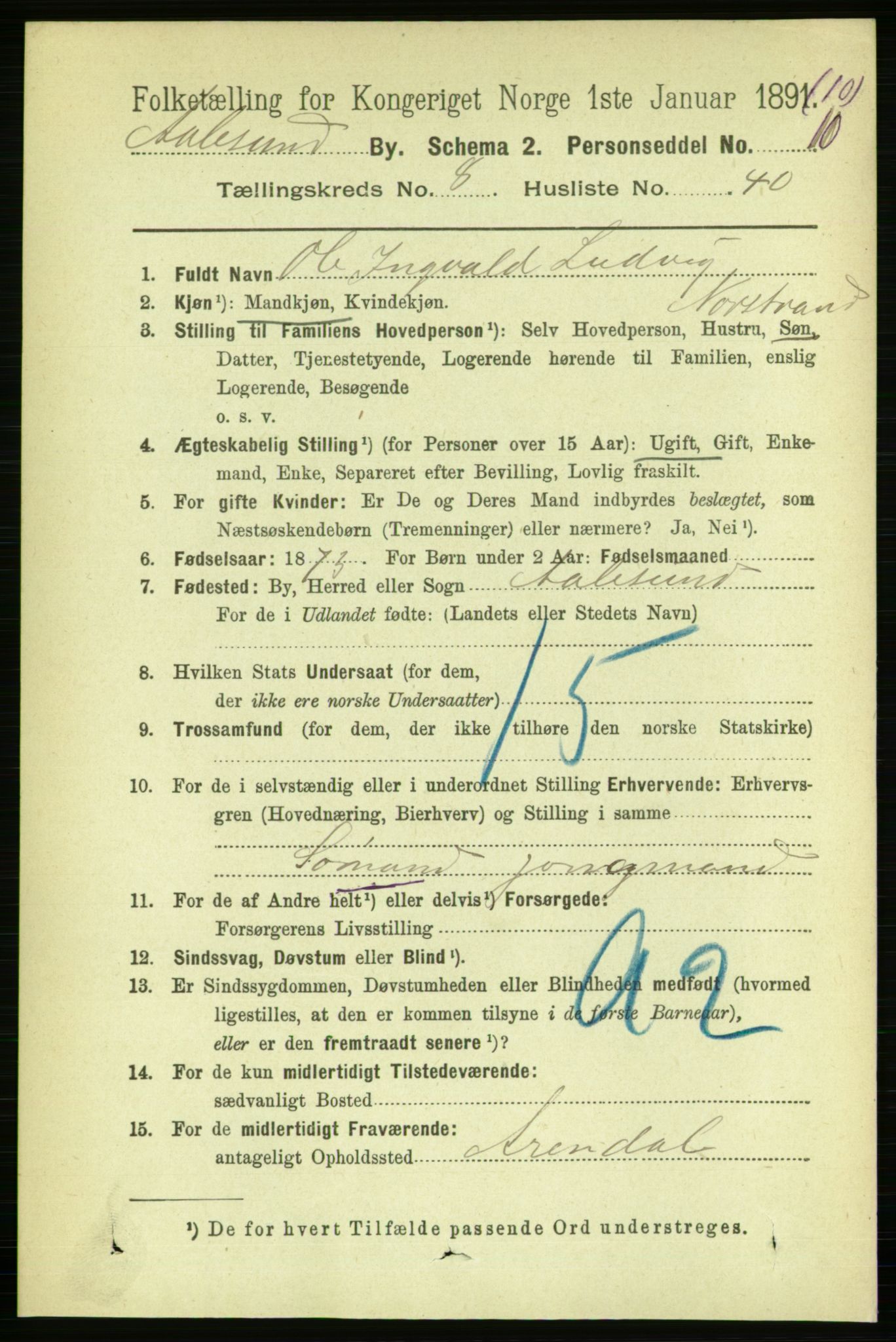 RA, 1891 census for 1501 Ålesund, 1891, p. 6269