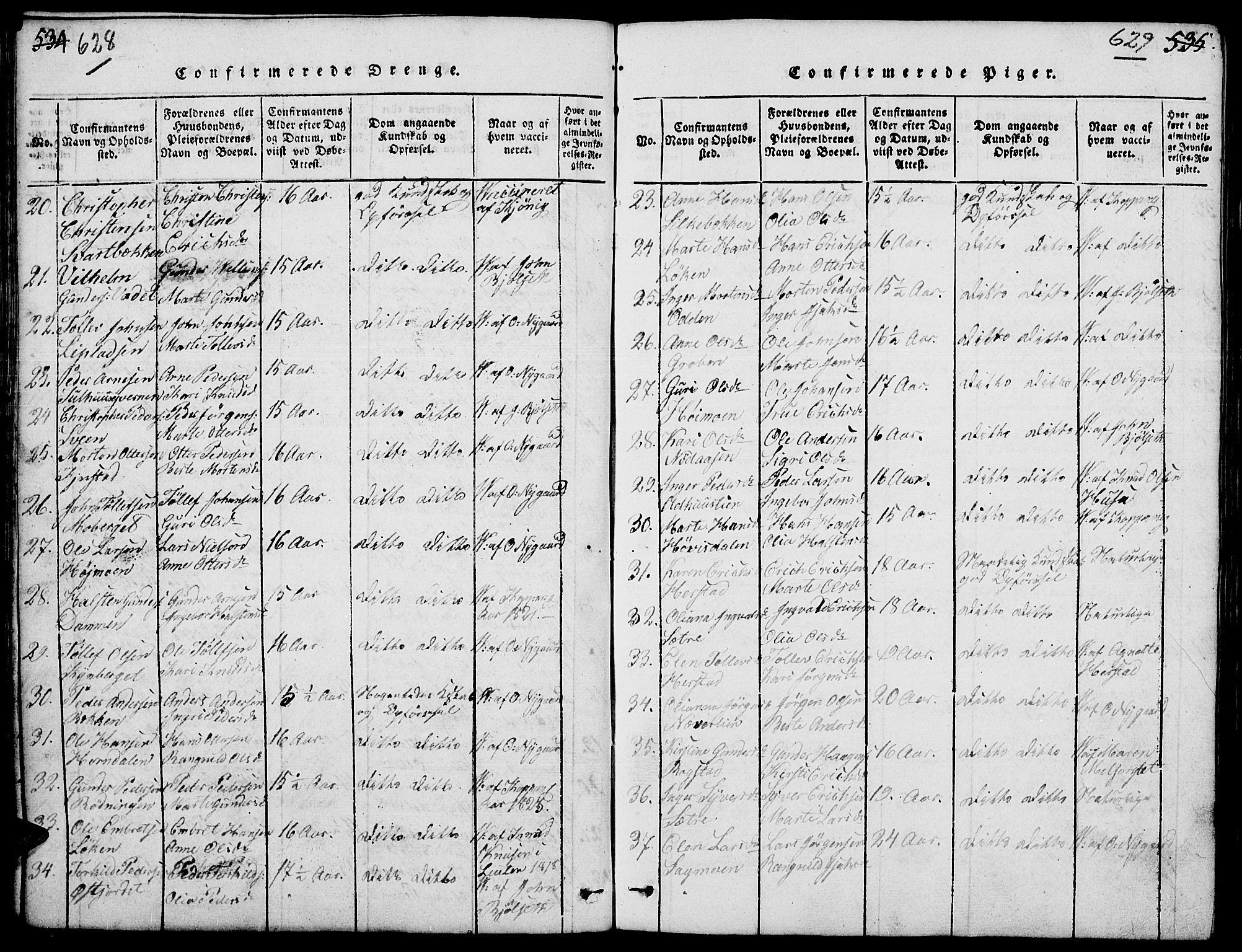 Elverum prestekontor, AV/SAH-PREST-044/H/Ha/Hab/L0001: Parish register (copy) no. 1, 1815-1829, p. 628-629