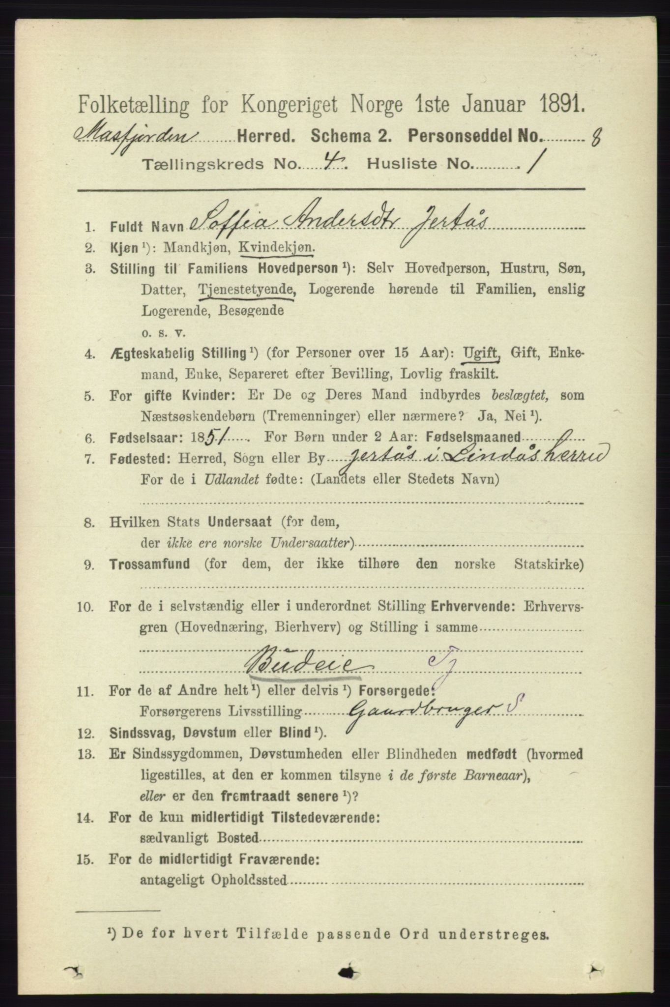 RA, 1891 census for 1266 Masfjorden, 1891, p. 745