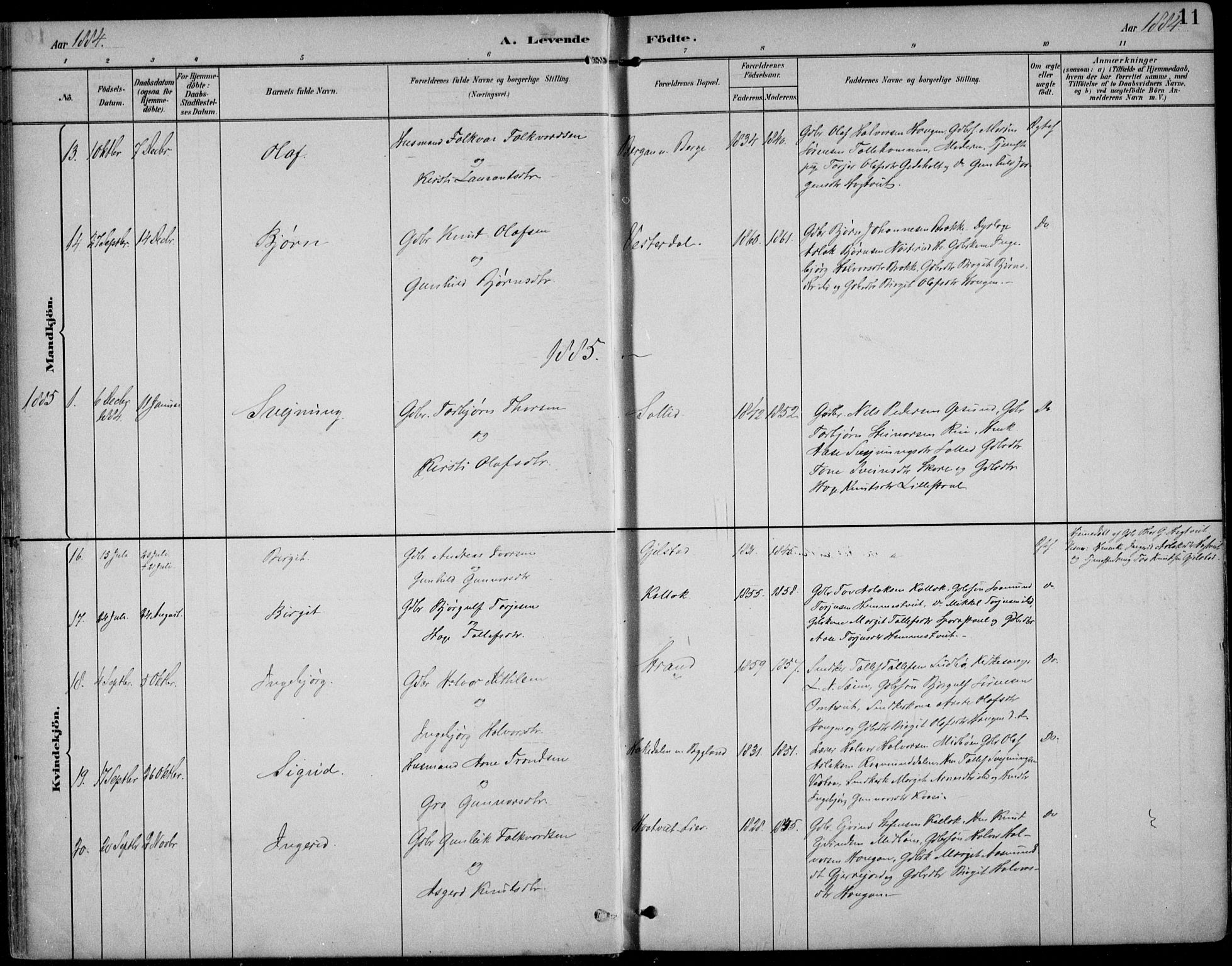 Kviteseid kirkebøker, SAKO/A-276/F/Fb/L0002: Parish register (official) no. II 2, 1882-1916, p. 11