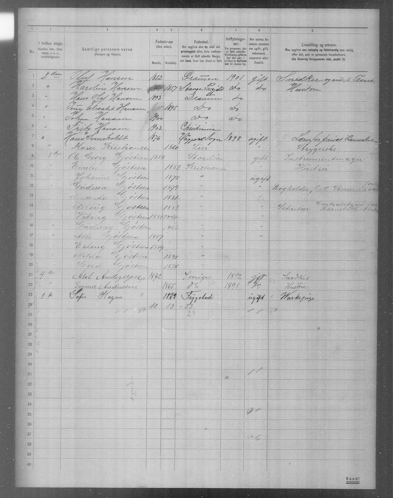 OBA, Municipal Census 1904 for Kristiania, 1904, p. 10875