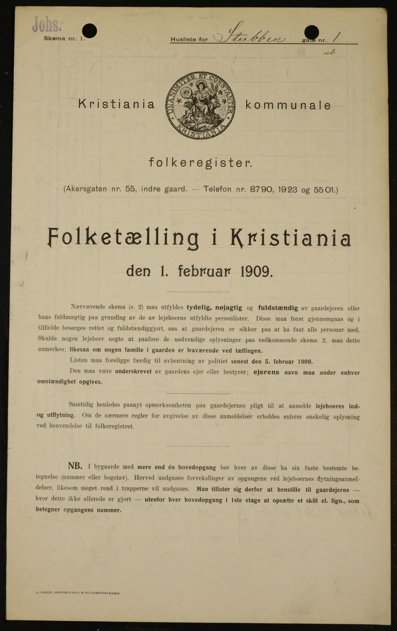 OBA, Municipal Census 1909 for Kristiania, 1909, p. 94490