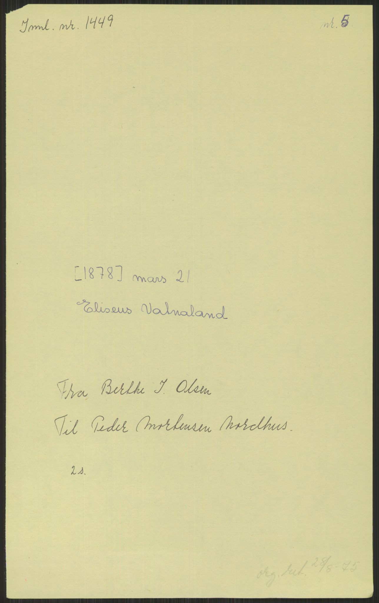 Samlinger til kildeutgivelse, Amerikabrevene, AV/RA-EA-4057/F/L0030: Innlån fra Rogaland: Vatnaland - Øverland, 1838-1914, p. 35