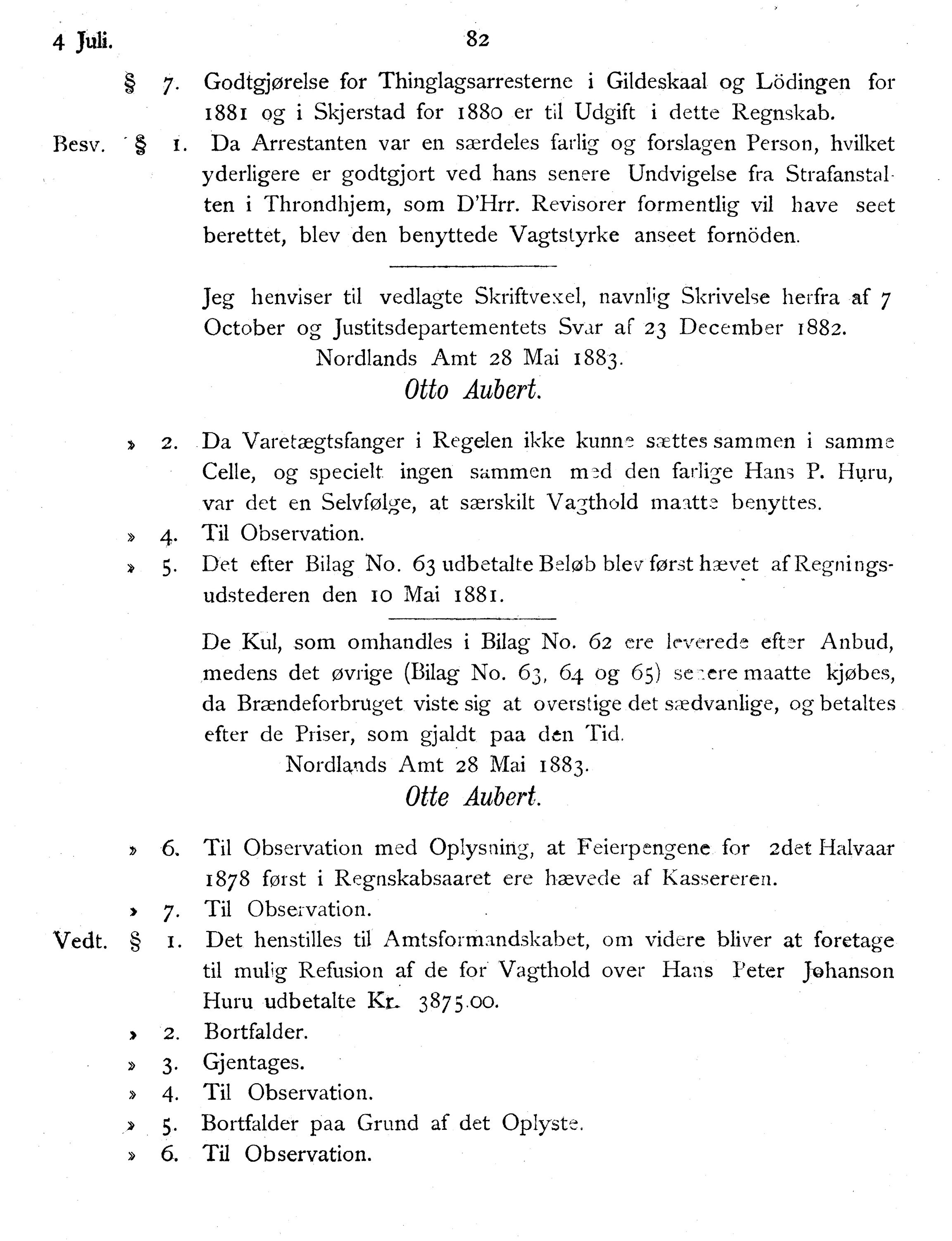 Nordland Fylkeskommune. Fylkestinget, AIN/NFK-17/176/A/Ac/L0014: Fylkestingsforhandlinger 1881-1885, 1881-1885