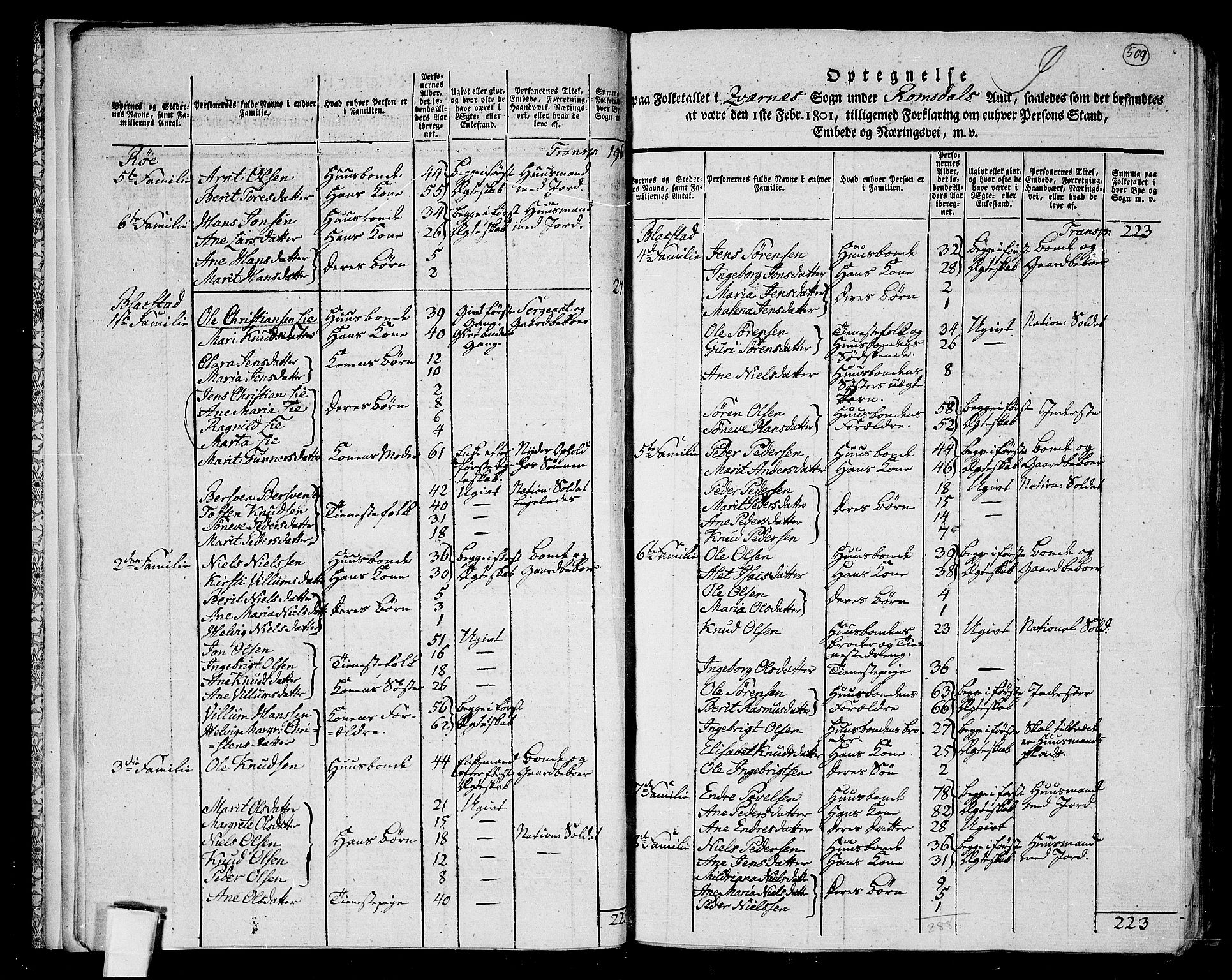 RA, 1801 census for 1553P Kvernes, 1801, p. 508b-509a