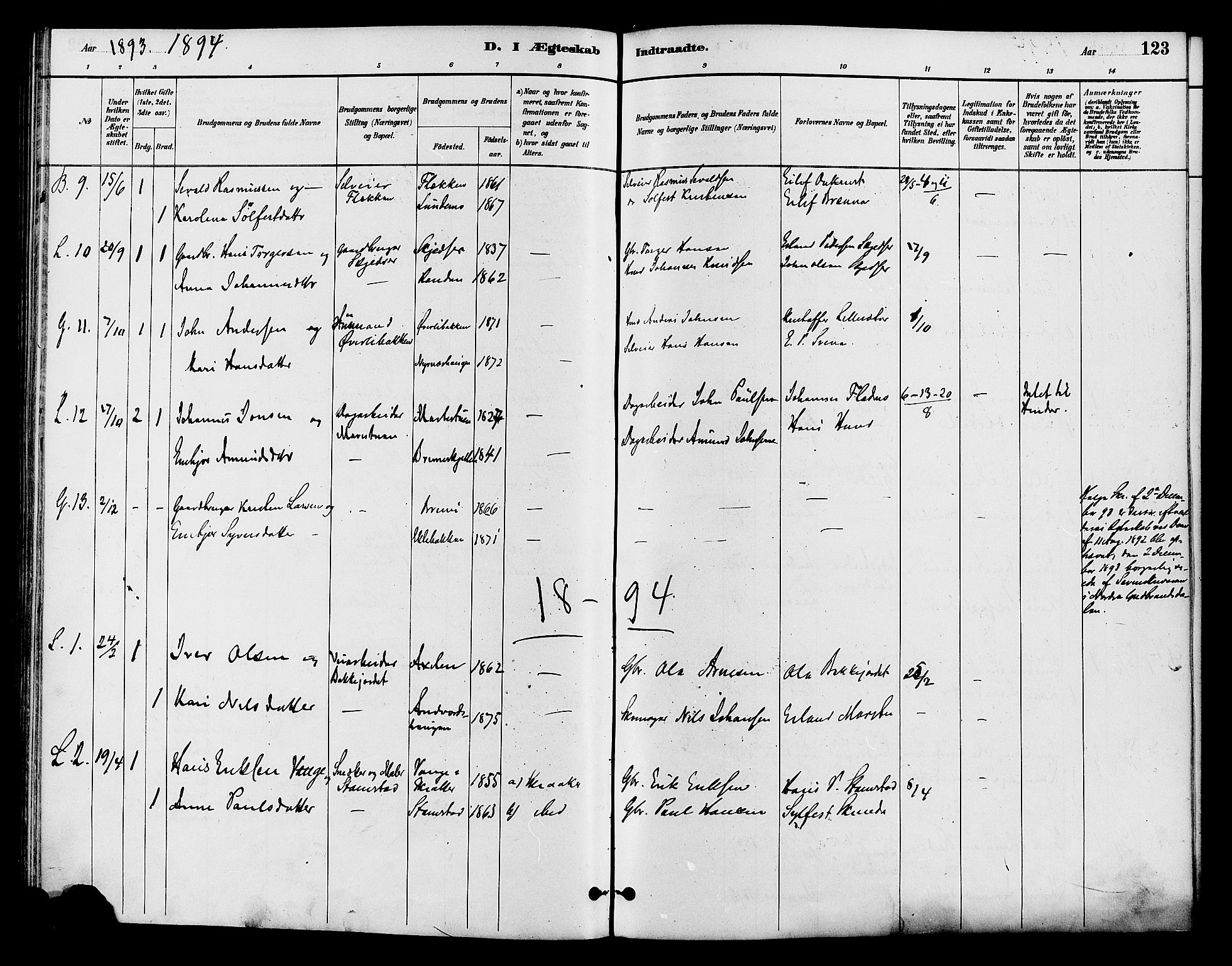 Lom prestekontor, SAH/PREST-070/K/L0008: Parish register (official) no. 8, 1885-1898, p. 123