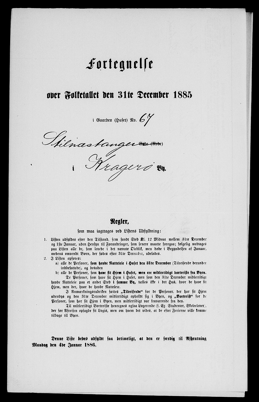 SAKO, 1885 census for 0801 Kragerø, 1885, p. 139