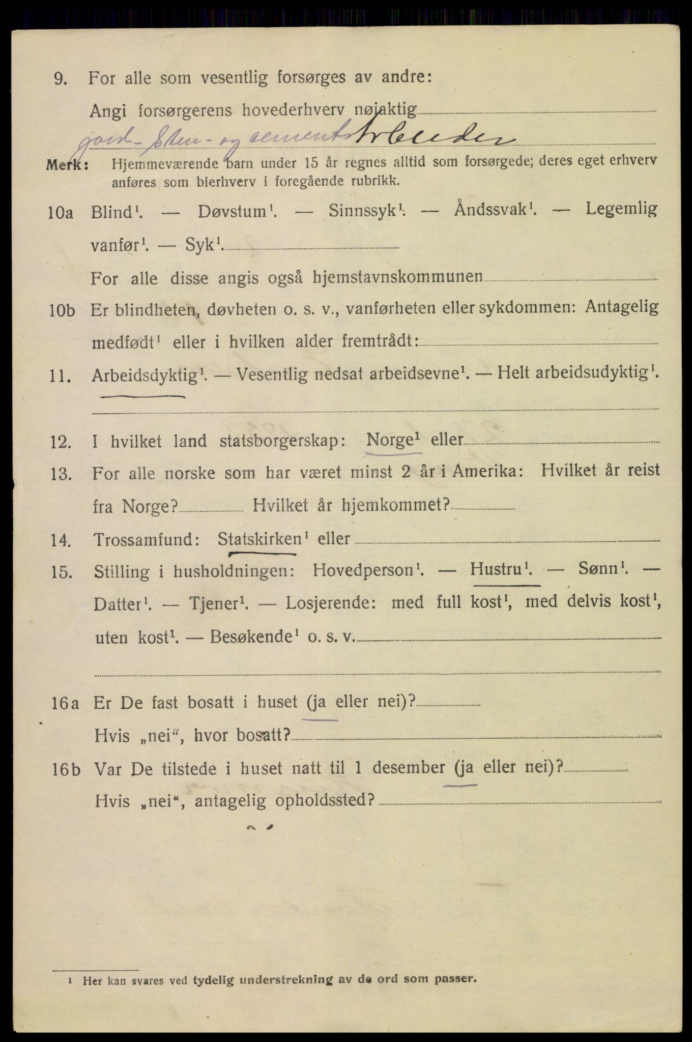 SAH, 1920 census for Hamar, 1920, p. 16092