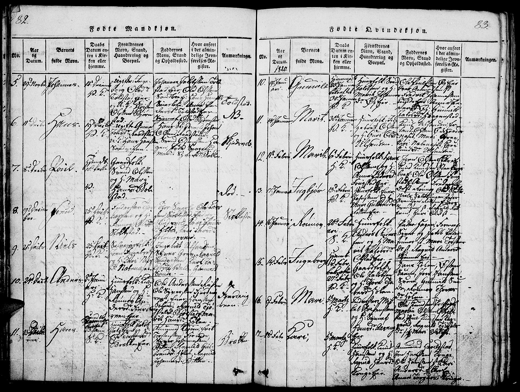 Vågå prestekontor, SAH/PREST-076/H/Ha/Haa/L0003: Parish register (official) no. 3, 1815-1827, p. 82-83