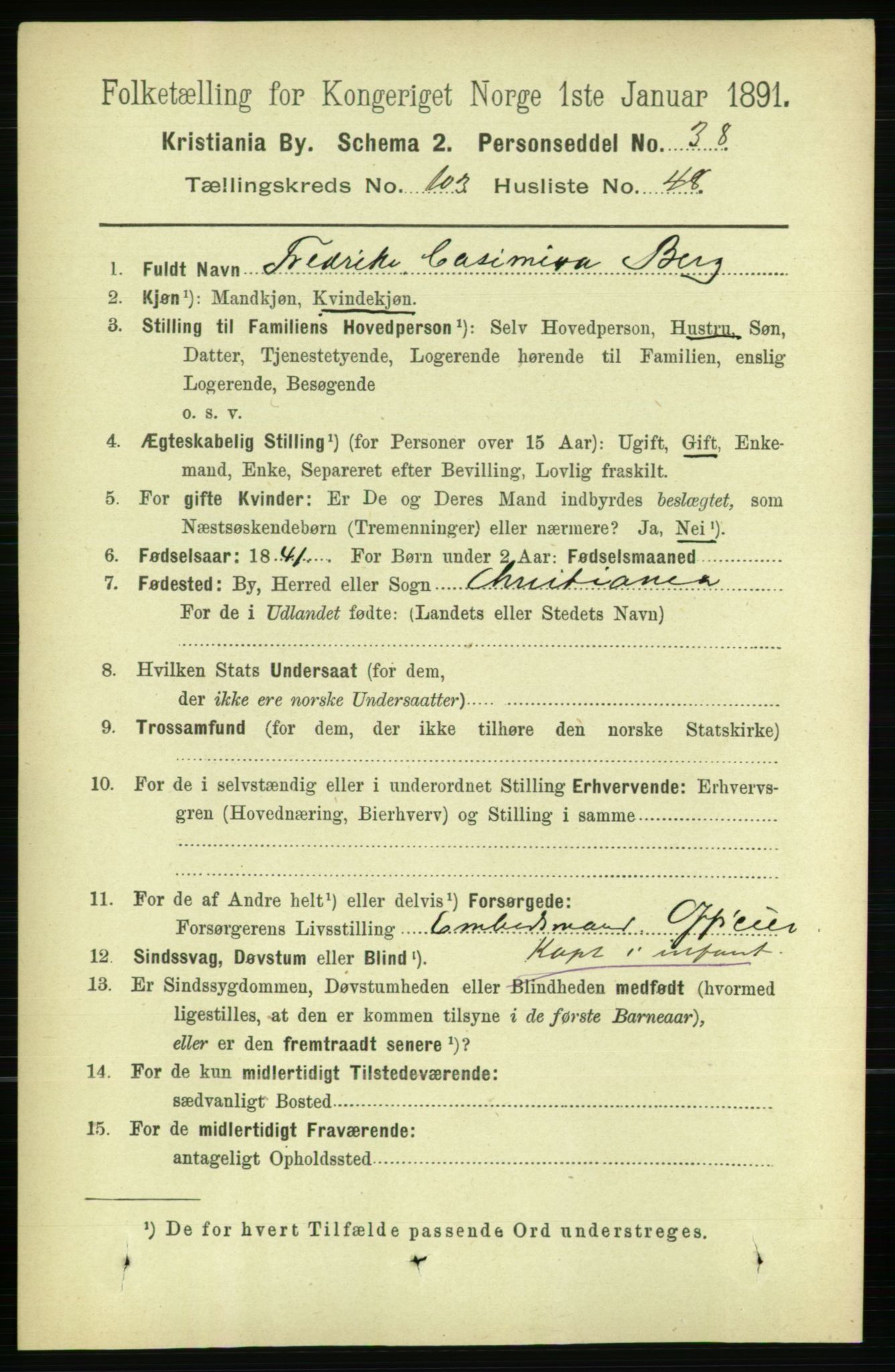 RA, 1891 census for 0301 Kristiania, 1891, p. 52203