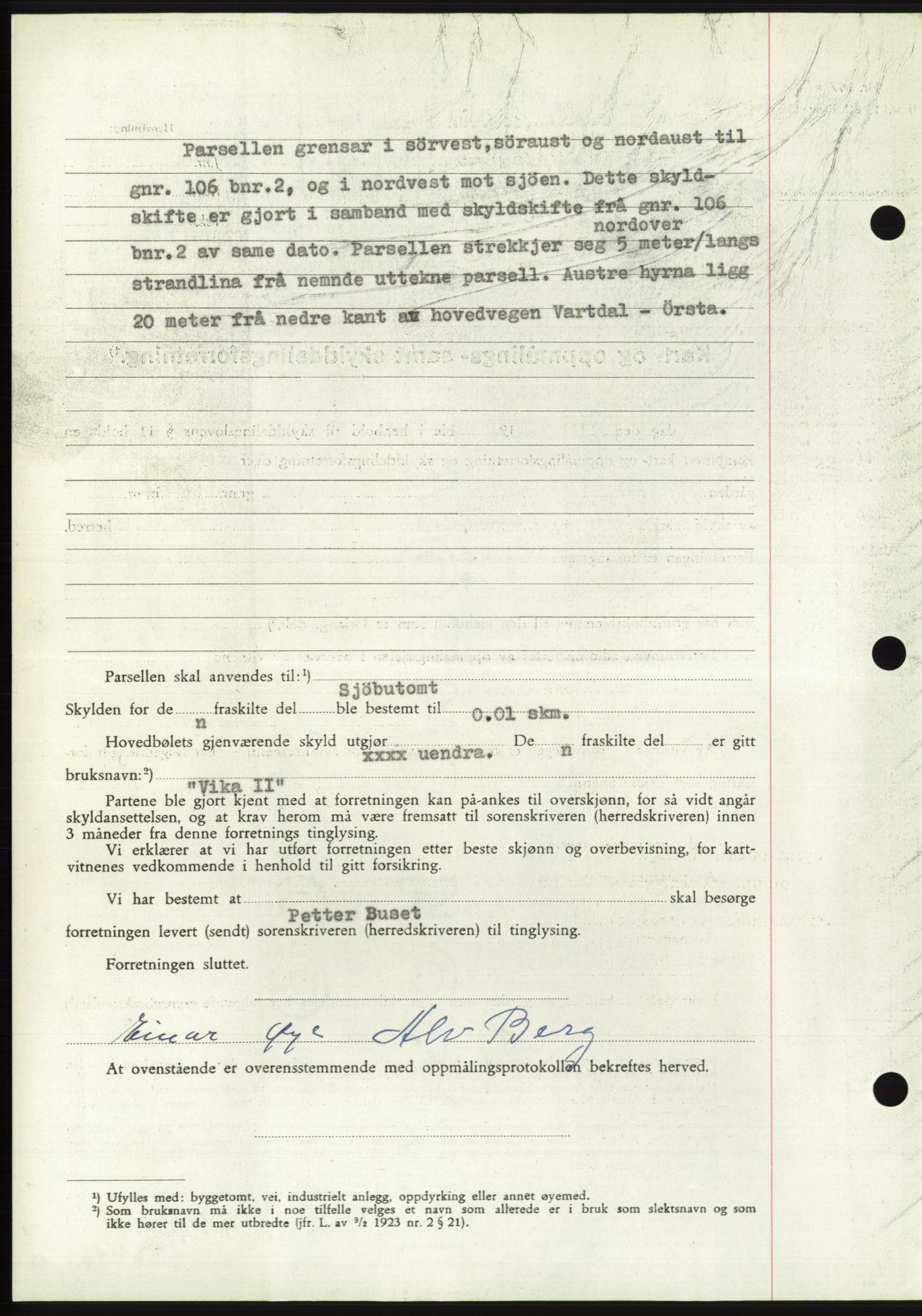 Søre Sunnmøre sorenskriveri, AV/SAT-A-4122/1/2/2C/L0099: Mortgage book no. 25A, 1954-1954, Diary no: : 3038/1954