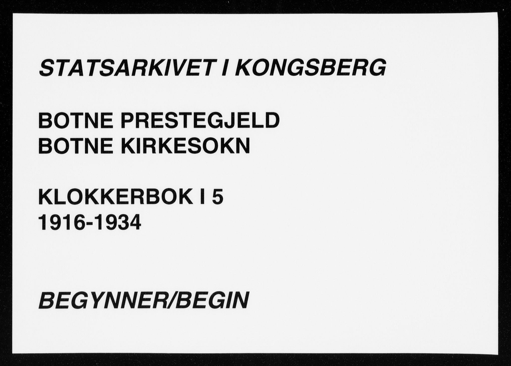 Botne kirkebøker, AV/SAKO-A-340/G/Ga/L0005: Parish register (copy) no. I 5, 1916-1934