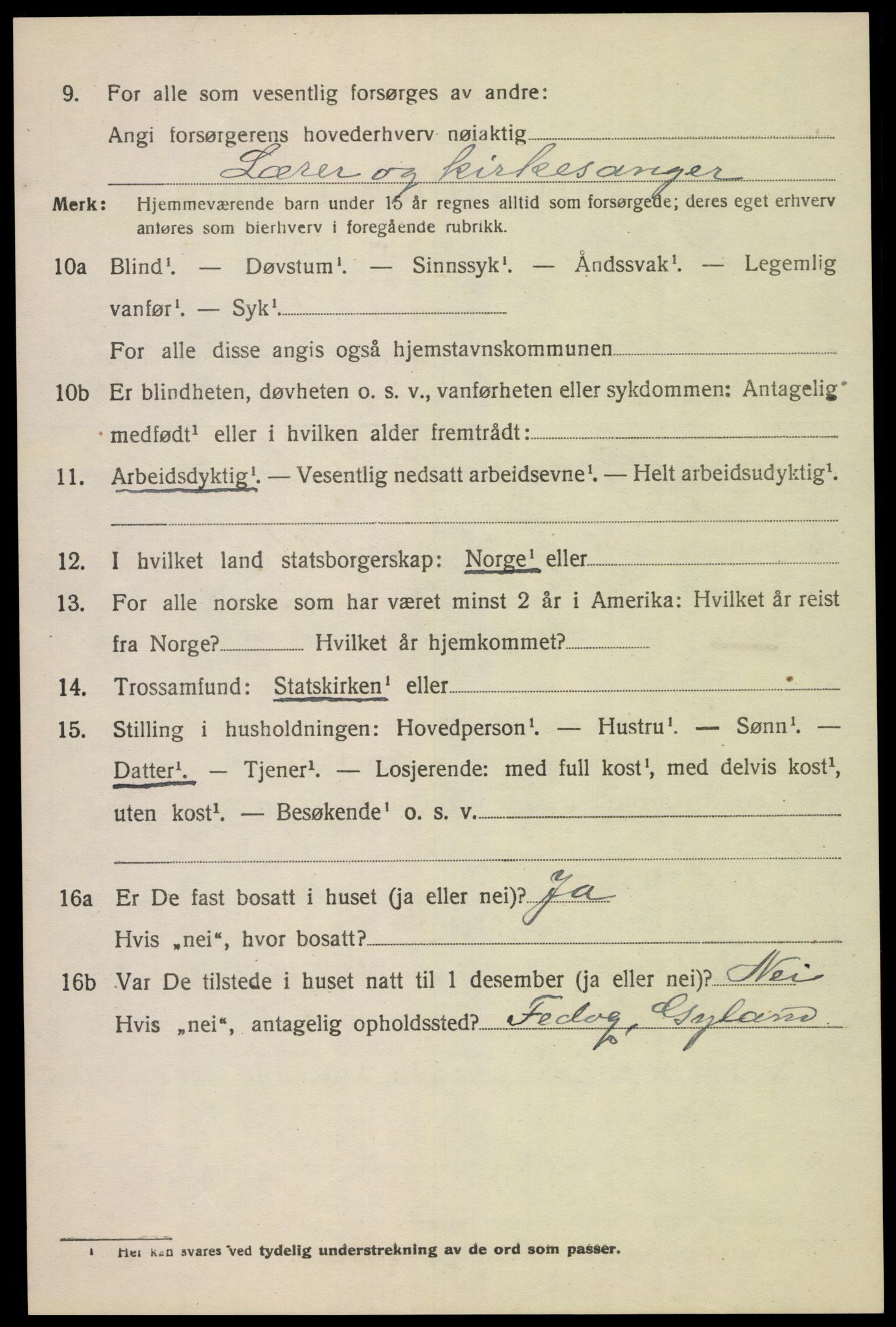 SAK, 1920 census for Gyland, 1920, p. 461