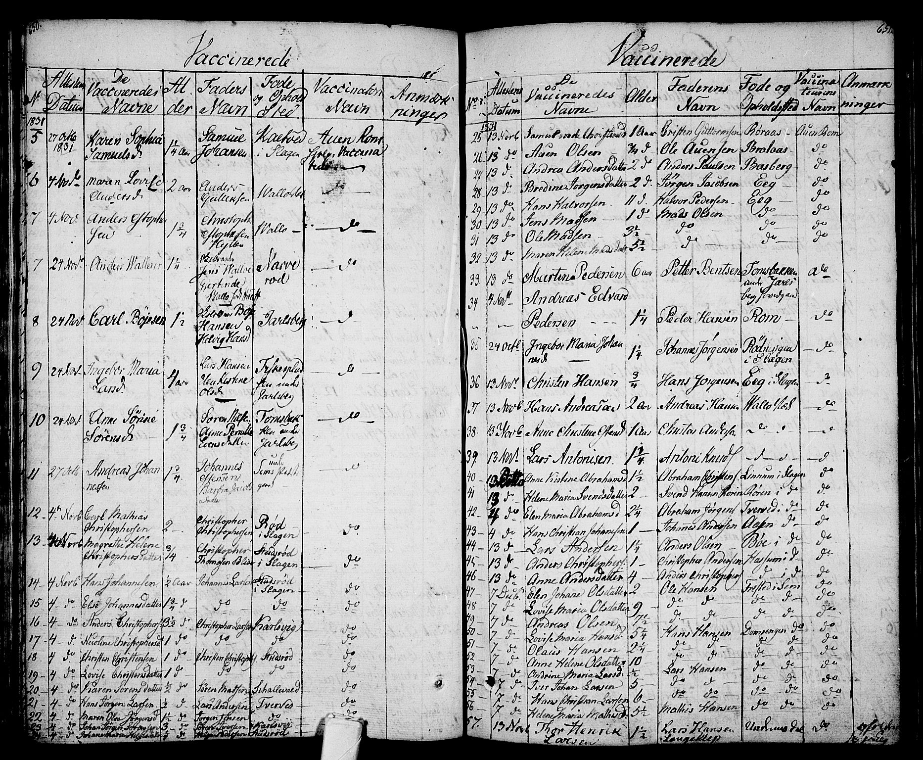 Sem kirkebøker, SAKO/A-5/F/Fa/L0005: Parish register (official) no. I 5, 1825-1842, p. 650-651