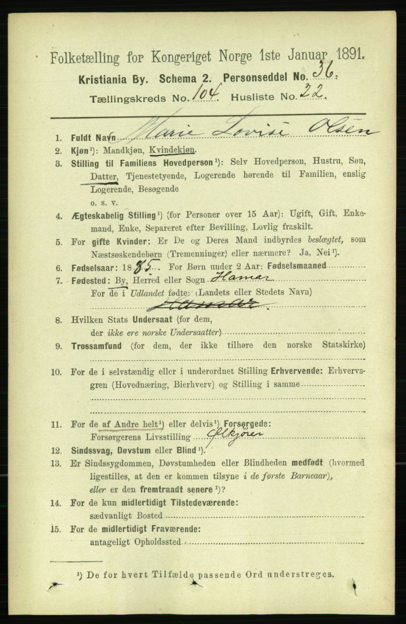 RA, 1891 census for 0301 Kristiania, 1891, p. 52638