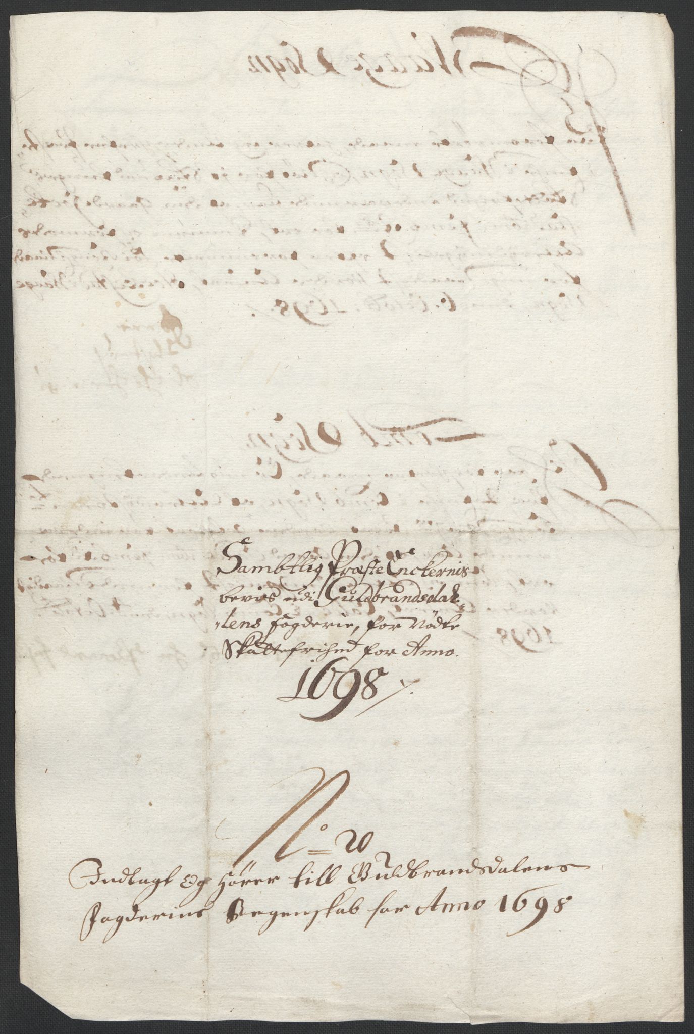 Rentekammeret inntil 1814, Reviderte regnskaper, Fogderegnskap, AV/RA-EA-4092/R17/L1171: Fogderegnskap Gudbrandsdal, 1698, p. 164