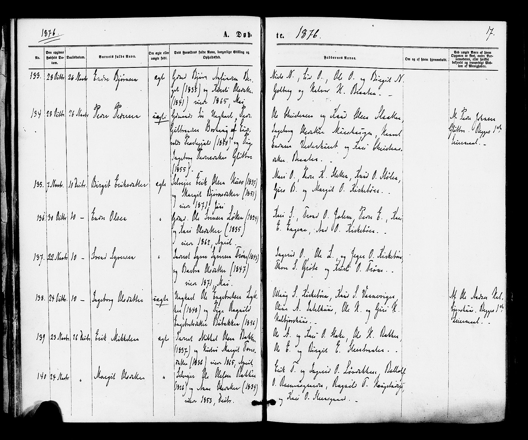 Gol kirkebøker, SAKO/A-226/F/Fa/L0004: Parish register (official) no. I 4, 1876-1886, p. 17