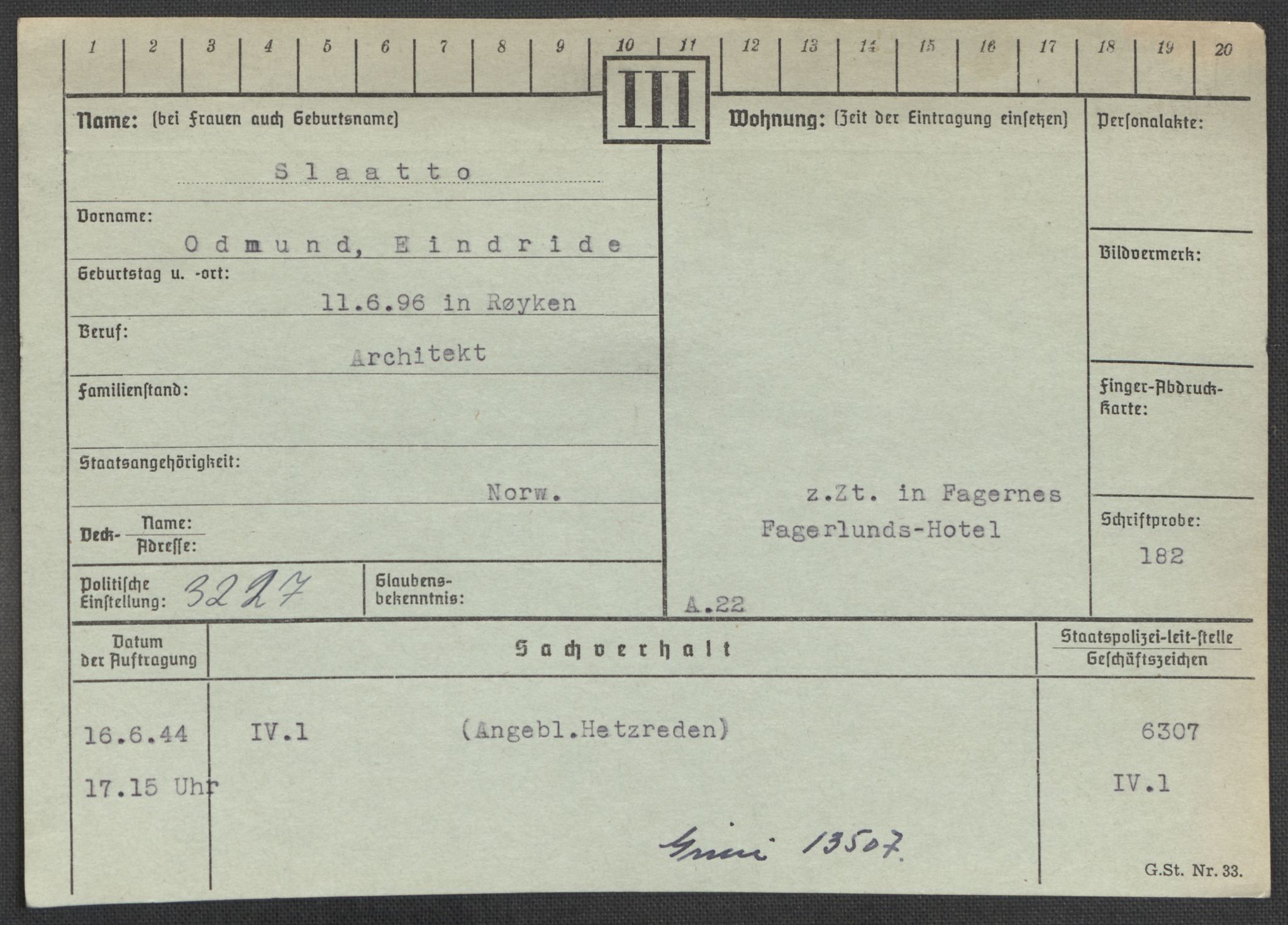 Befehlshaber der Sicherheitspolizei und des SD, AV/RA-RAFA-5969/E/Ea/Eaa/L0009: Register over norske fanger i Møllergata 19: Ru-Sy, 1940-1945, p. 916