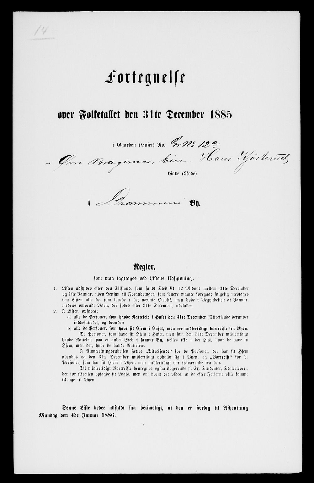 SAKO, 1885 census for 0602 Drammen, 1885, p. 2827