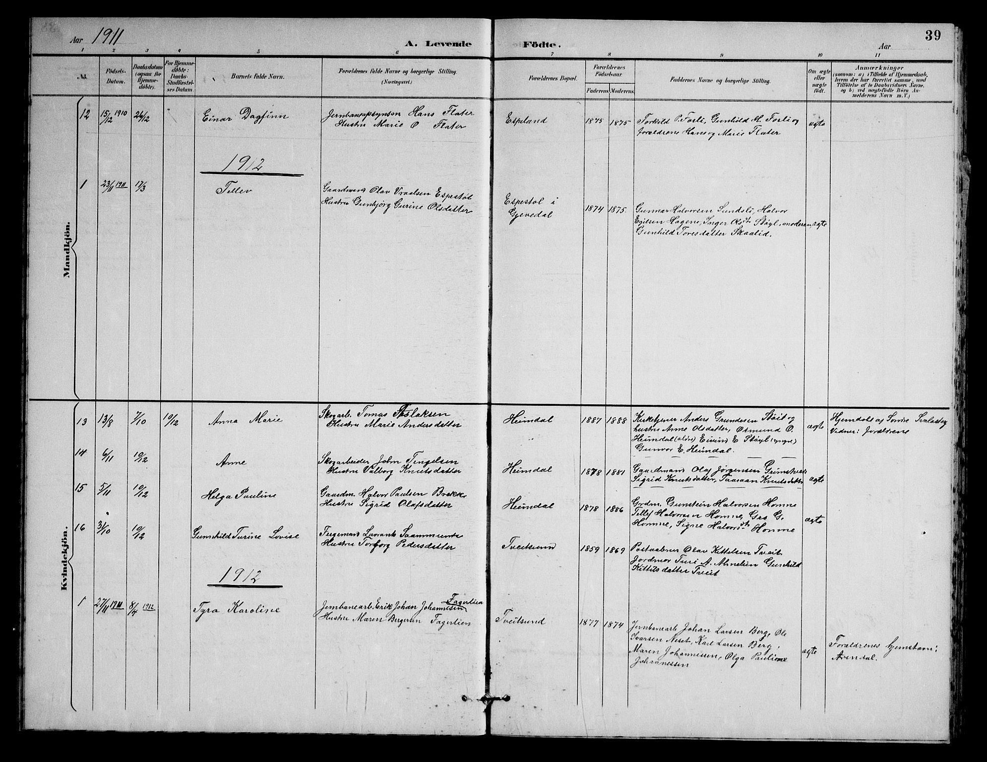 Nissedal kirkebøker, AV/SAKO-A-288/G/Gb/L0003: Parish register (copy) no. II 3, 1893-1928, p. 39
