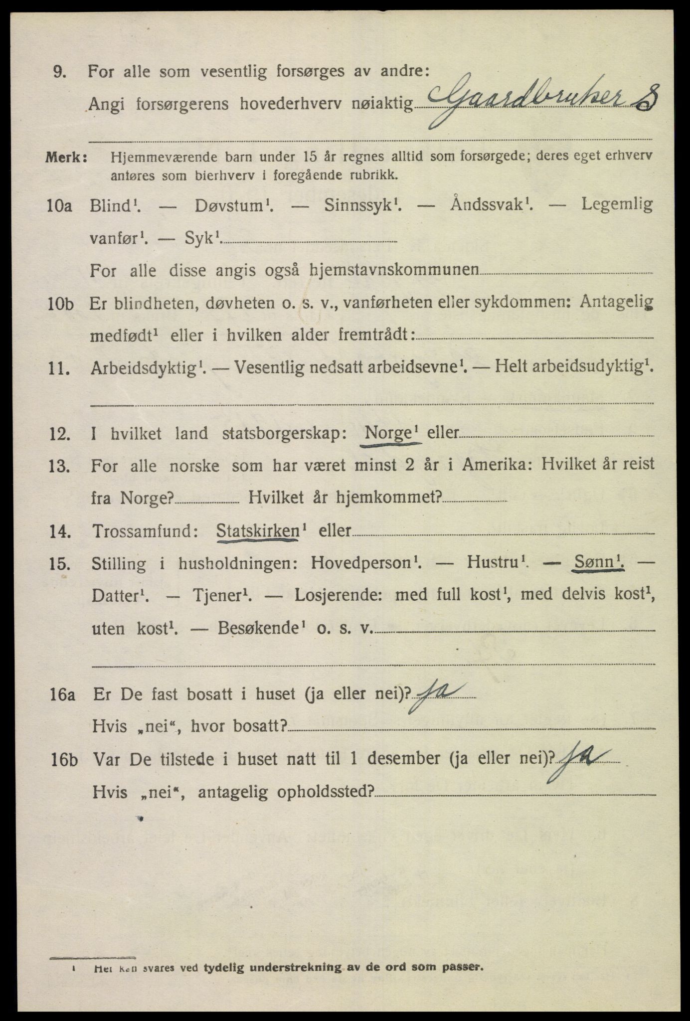 SAK, 1920 census for Lyngdal, 1920, p. 5290