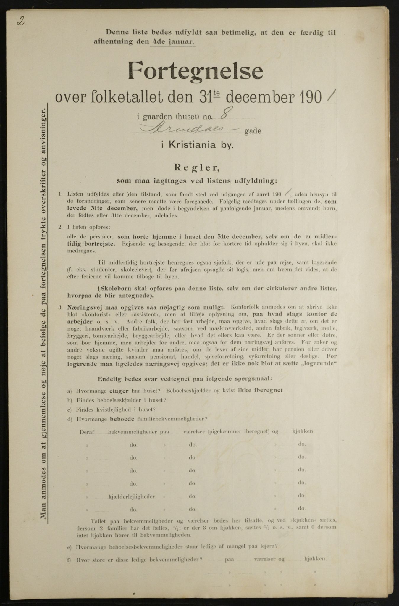 OBA, Municipal Census 1901 for Kristiania, 1901, p. 408