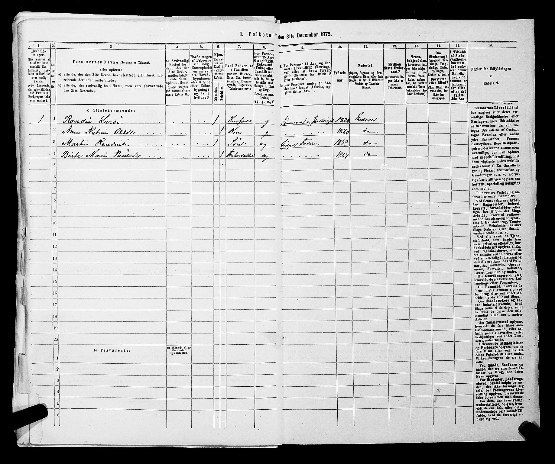RA, 1875 census for 0237P Eidsvoll, 1875, p. 1205