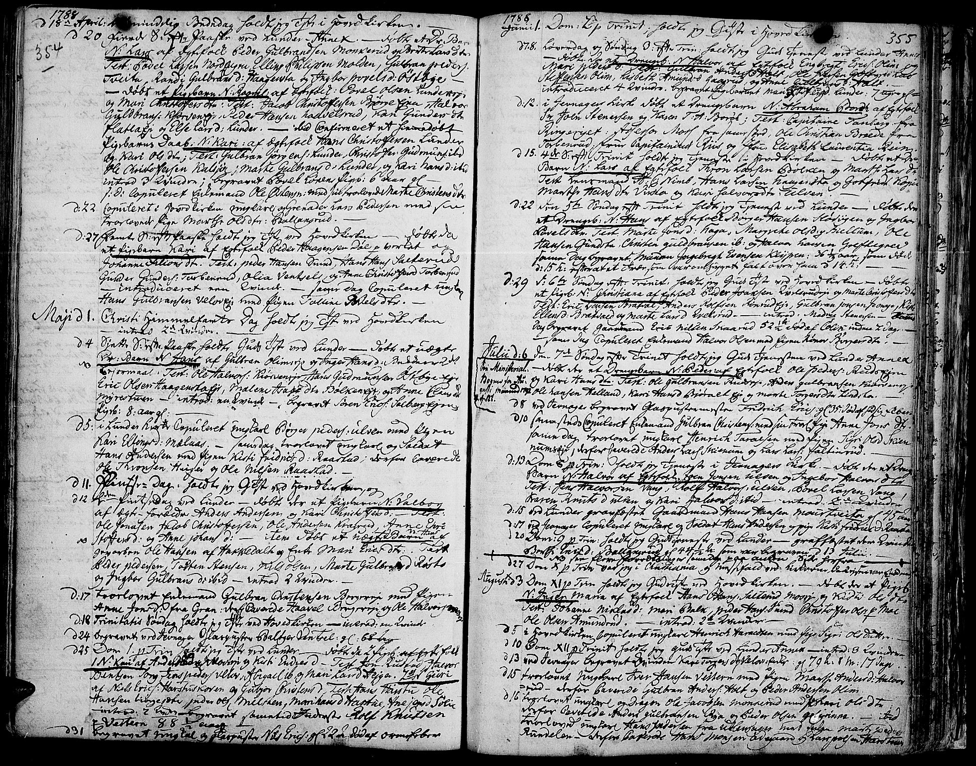 Jevnaker prestekontor, SAH/PREST-116/H/Ha/Haa/L0003: Parish register (official) no. 3, 1752-1799, p. 354-355