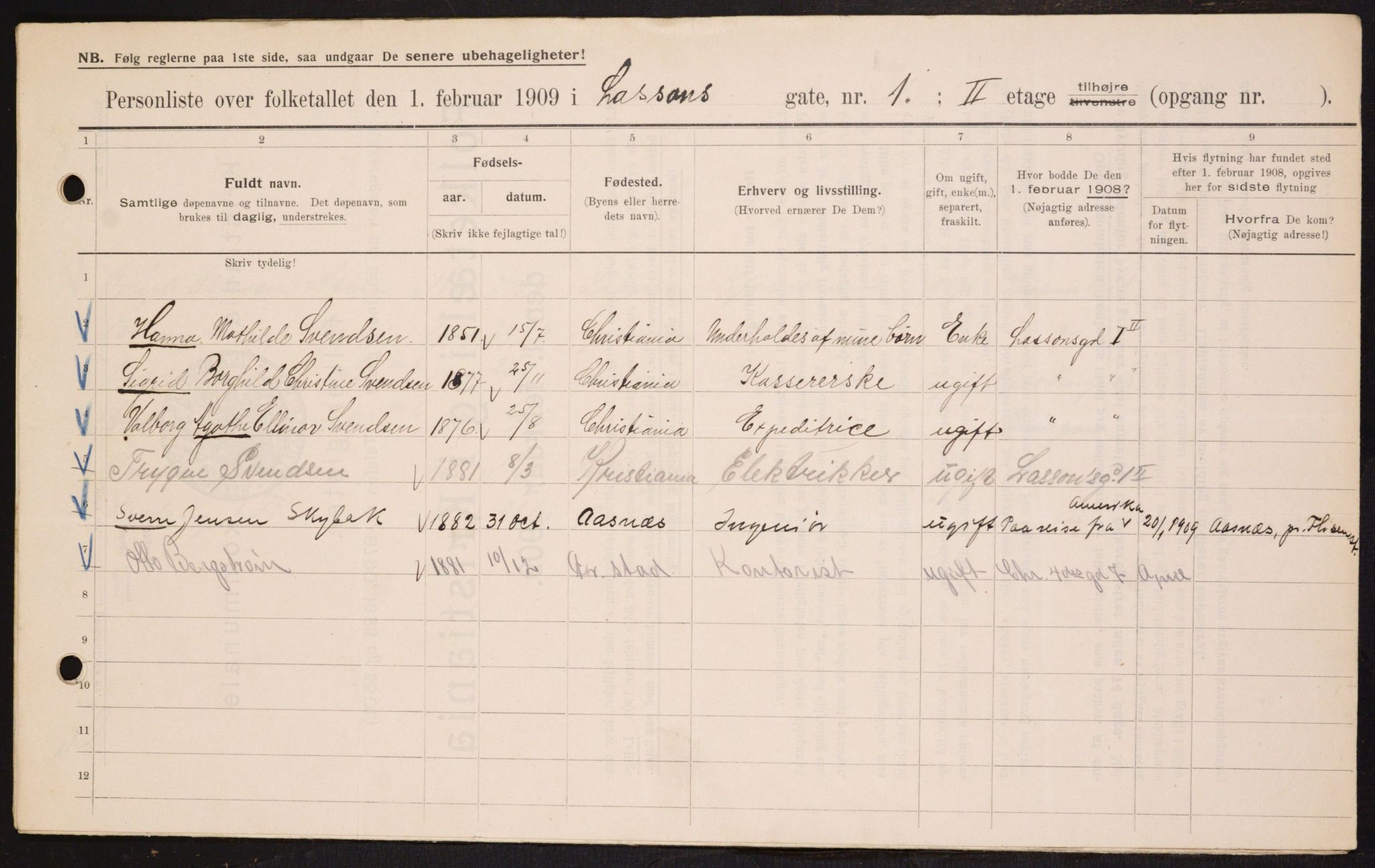 OBA, Municipal Census 1909 for Kristiania, 1909, p. 52206