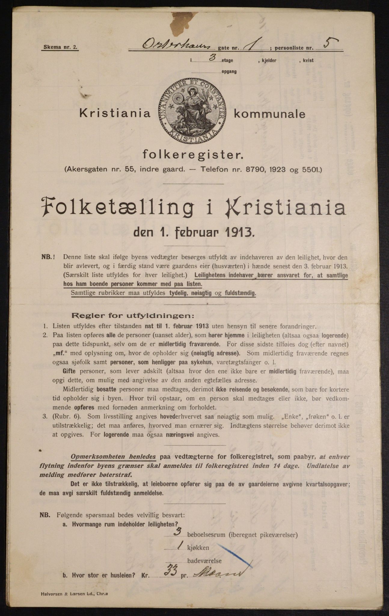 OBA, Municipal Census 1913 for Kristiania, 1913, p. 77544