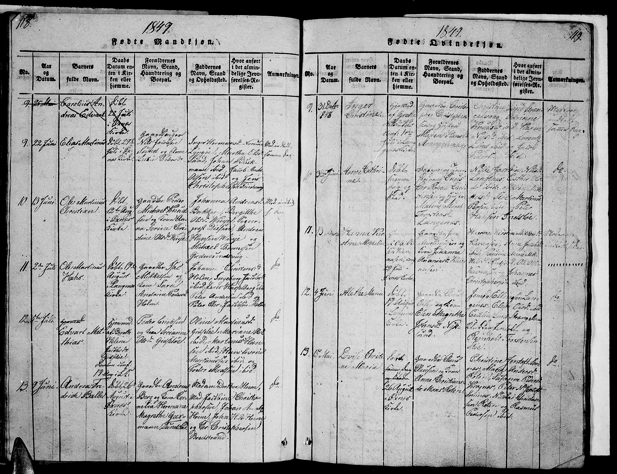 Ministerialprotokoller, klokkerbøker og fødselsregistre - Nordland, AV/SAT-A-1459/893/L1346: Parish register (copy) no. 893C01, 1820-1858, p. 118-119