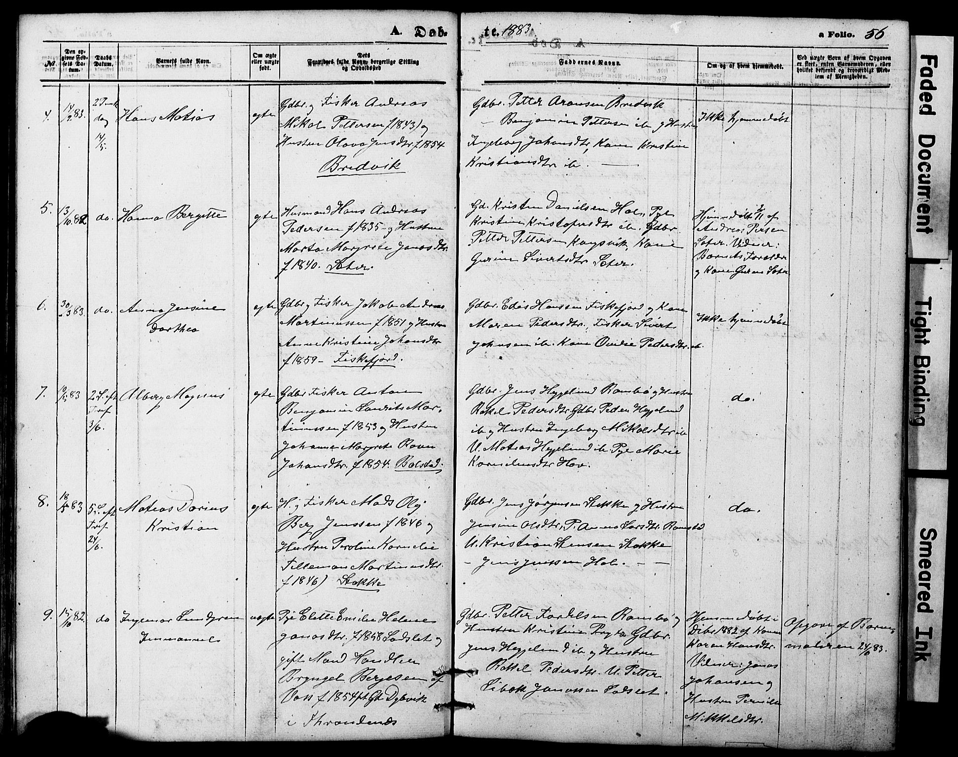 Ministerialprotokoller, klokkerbøker og fødselsregistre - Nordland, AV/SAT-A-1459/865/L0930: Parish register (copy) no. 865C02, 1866-1884, p. 56