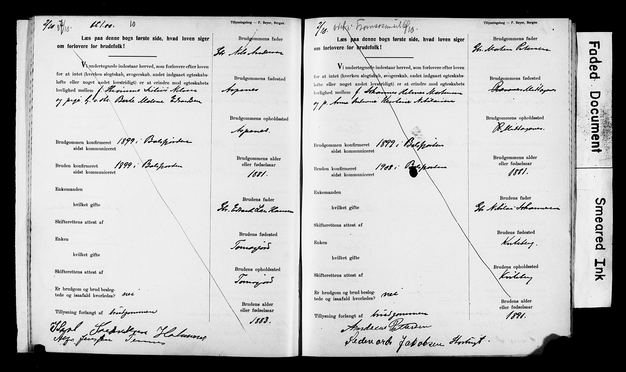 Balsfjord sokneprestembete, AV/SATØ-S-1303/H/Hd/L0032: Banns register no. 32, 1907-1910