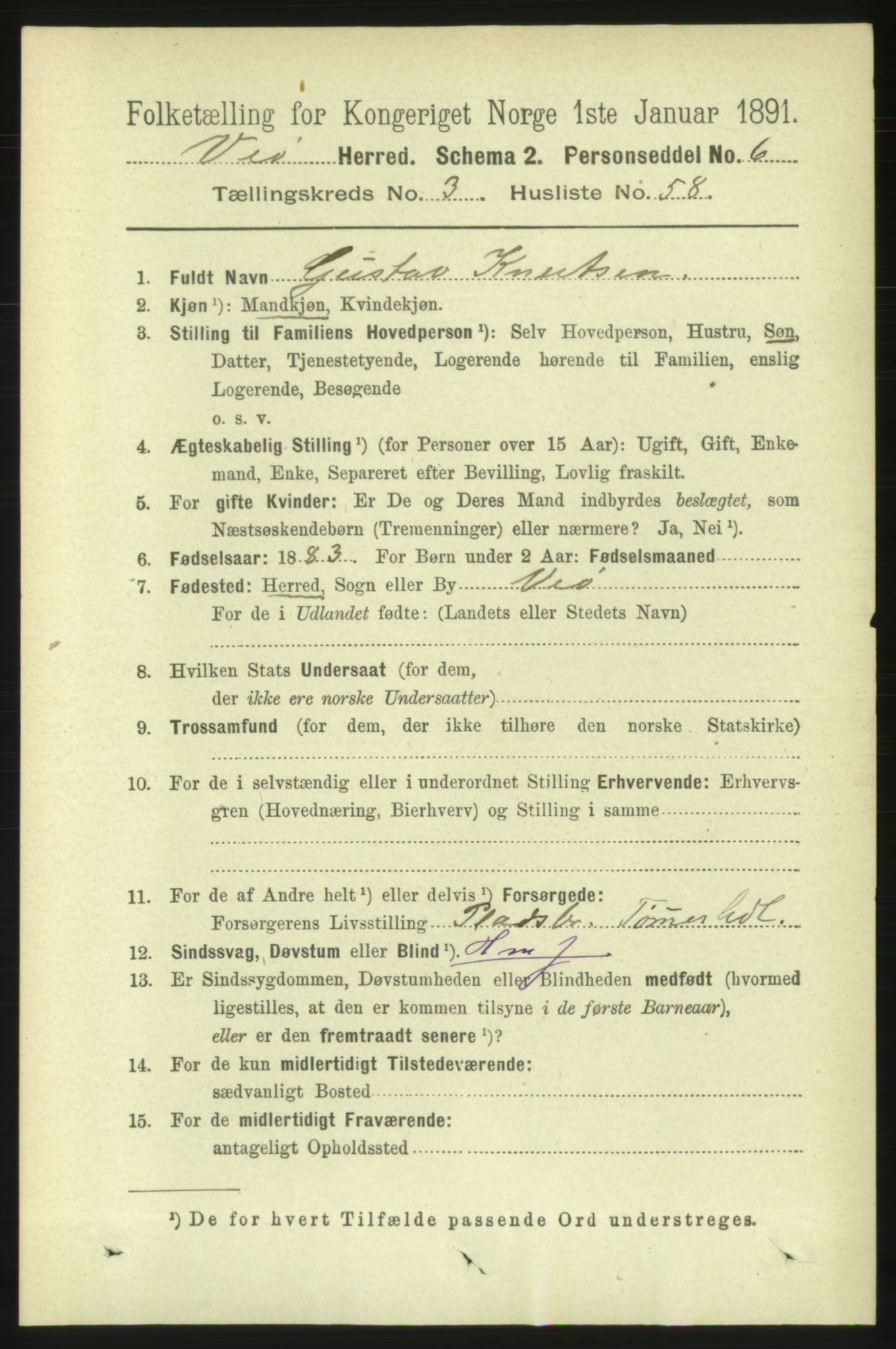 RA, 1891 census for 1541 Veøy, 1891, p. 1730