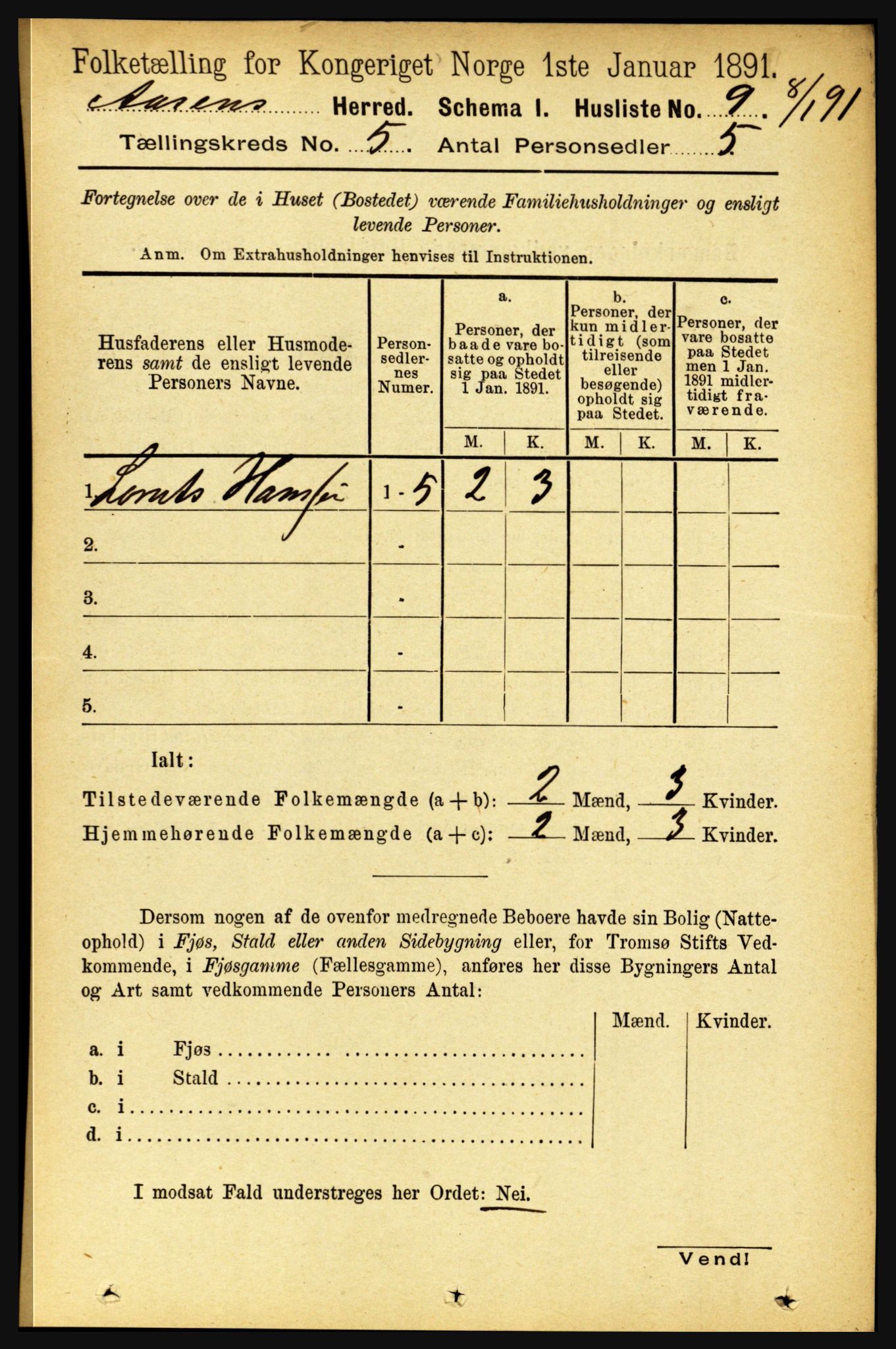 RA, 1891 census for 1716 Åsen, 1891, p. 1915