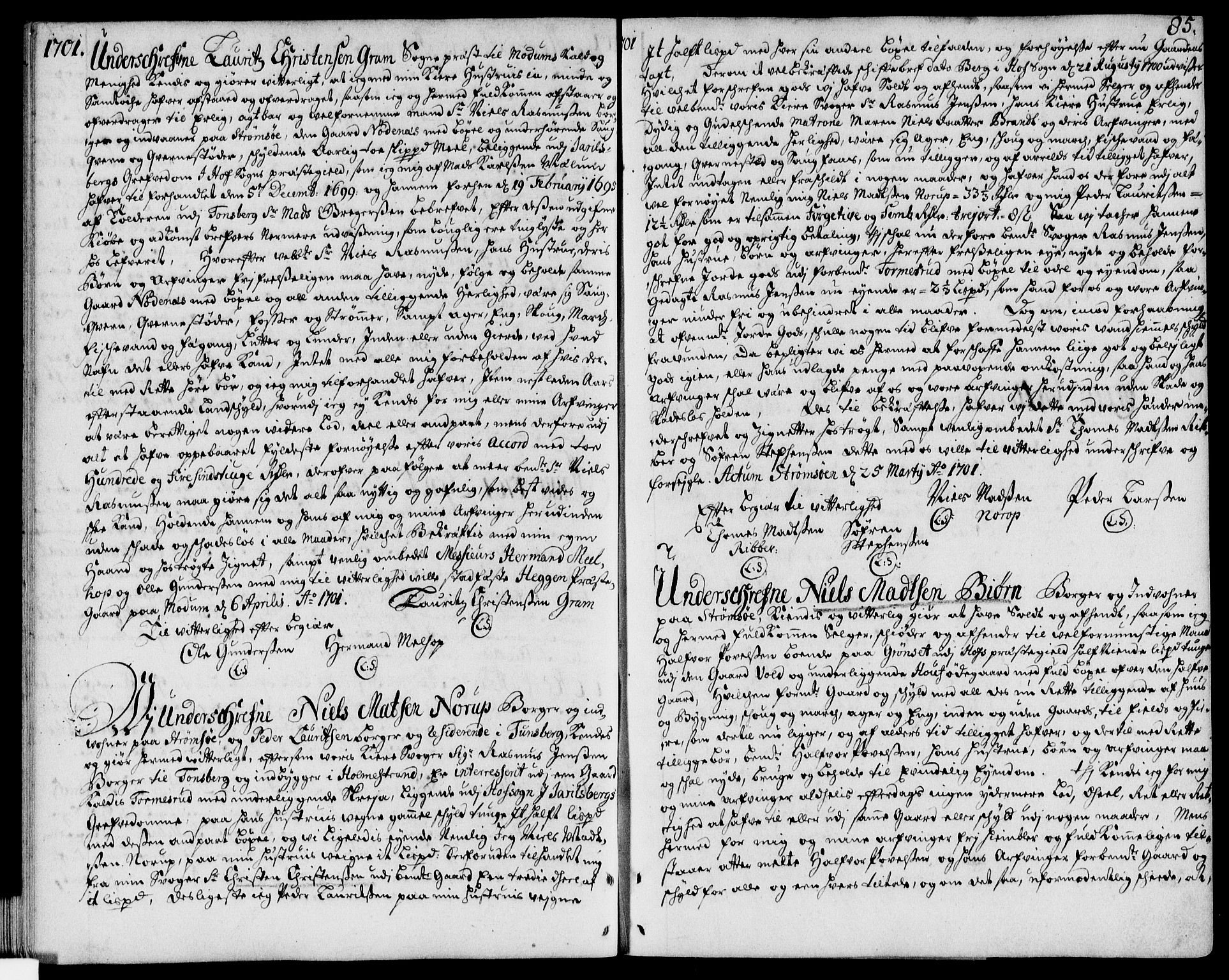 Nordre Jarlsberg sorenskriveri, AV/SAKO-A-80/G/Ga/Gaa/L0002: Mortgage book no. 2, 1699-1709, p. 85