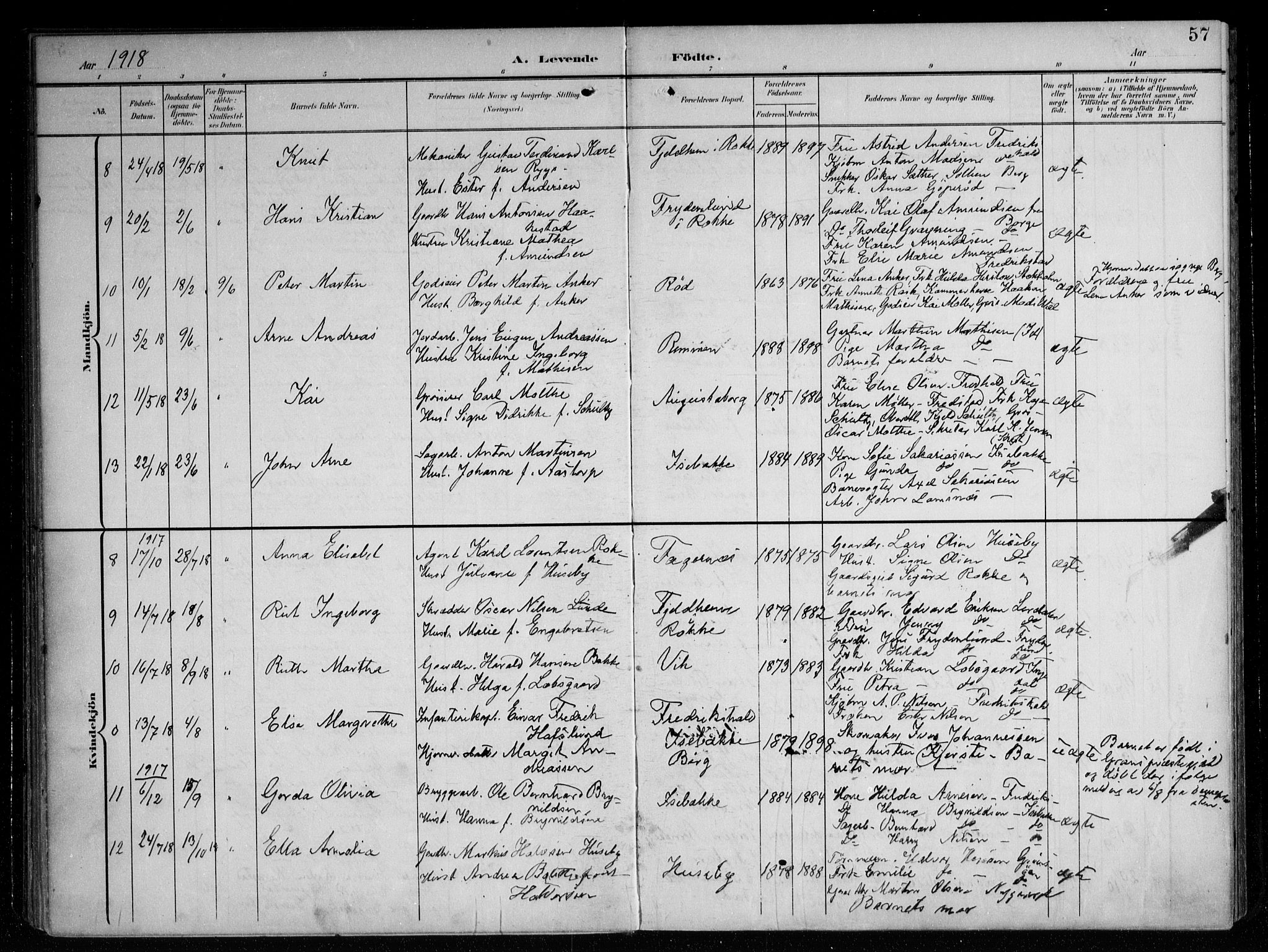 Berg prestekontor Kirkebøker, AV/SAO-A-10902/F/Fa/L0008: Parish register (official) no. I 8, 1902-1920, p. 57