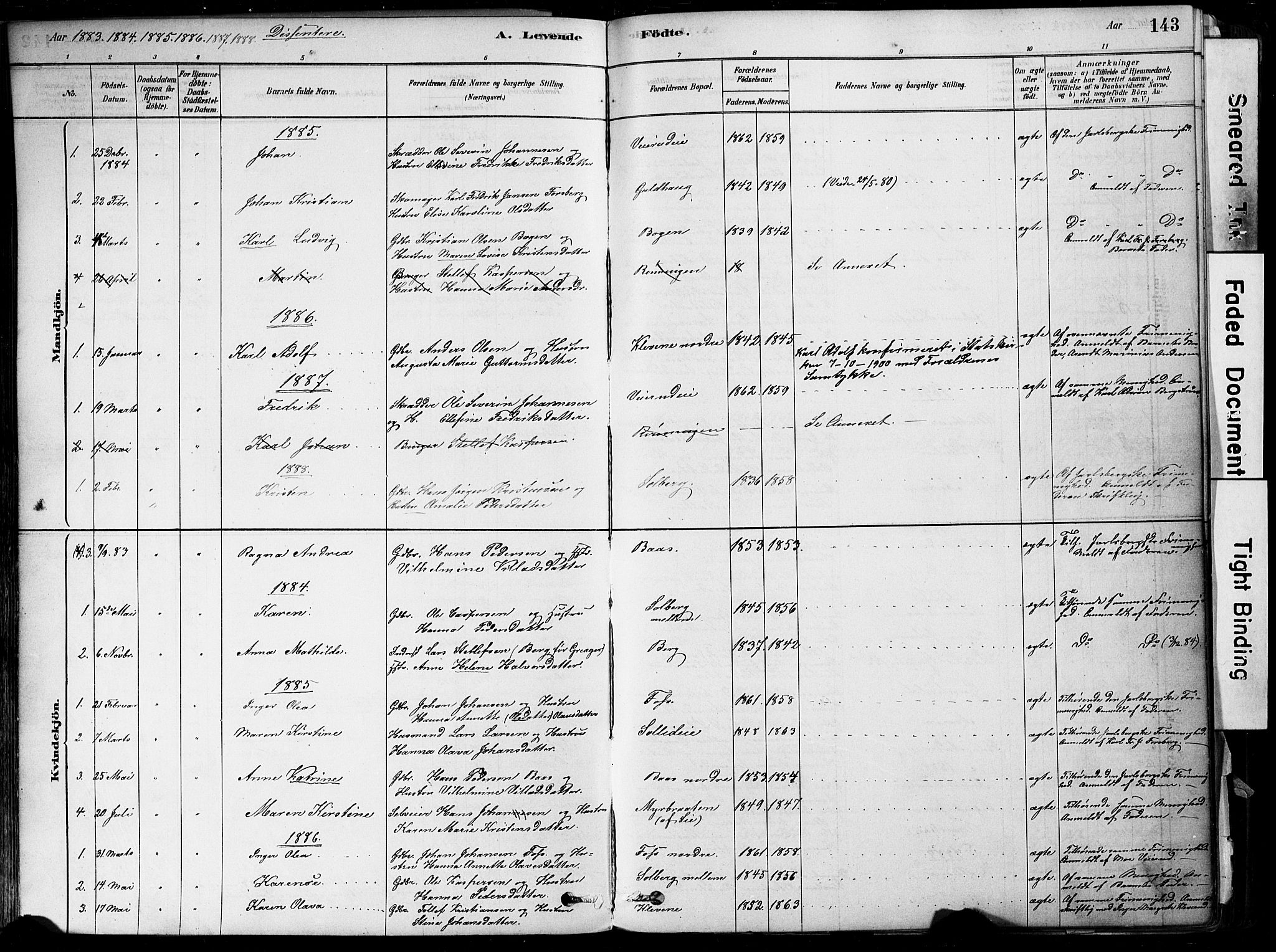 Botne kirkebøker, AV/SAKO-A-340/F/Fa/L0007: Parish register (official) no. I 7, 1878-1910, p. 143