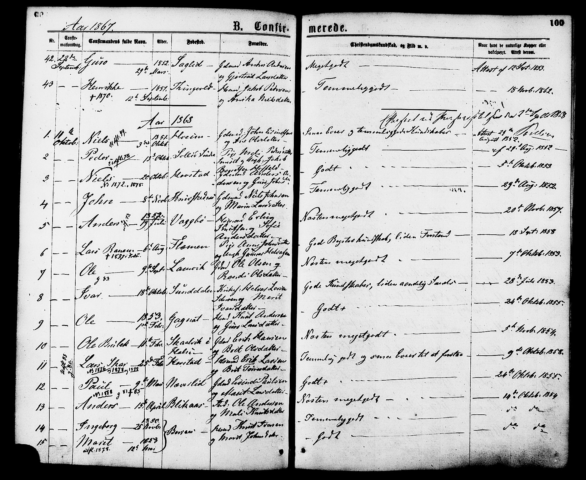 Ministerialprotokoller, klokkerbøker og fødselsregistre - Møre og Romsdal, AV/SAT-A-1454/586/L0986: Parish register (official) no. 586A12, 1867-1878, p. 100