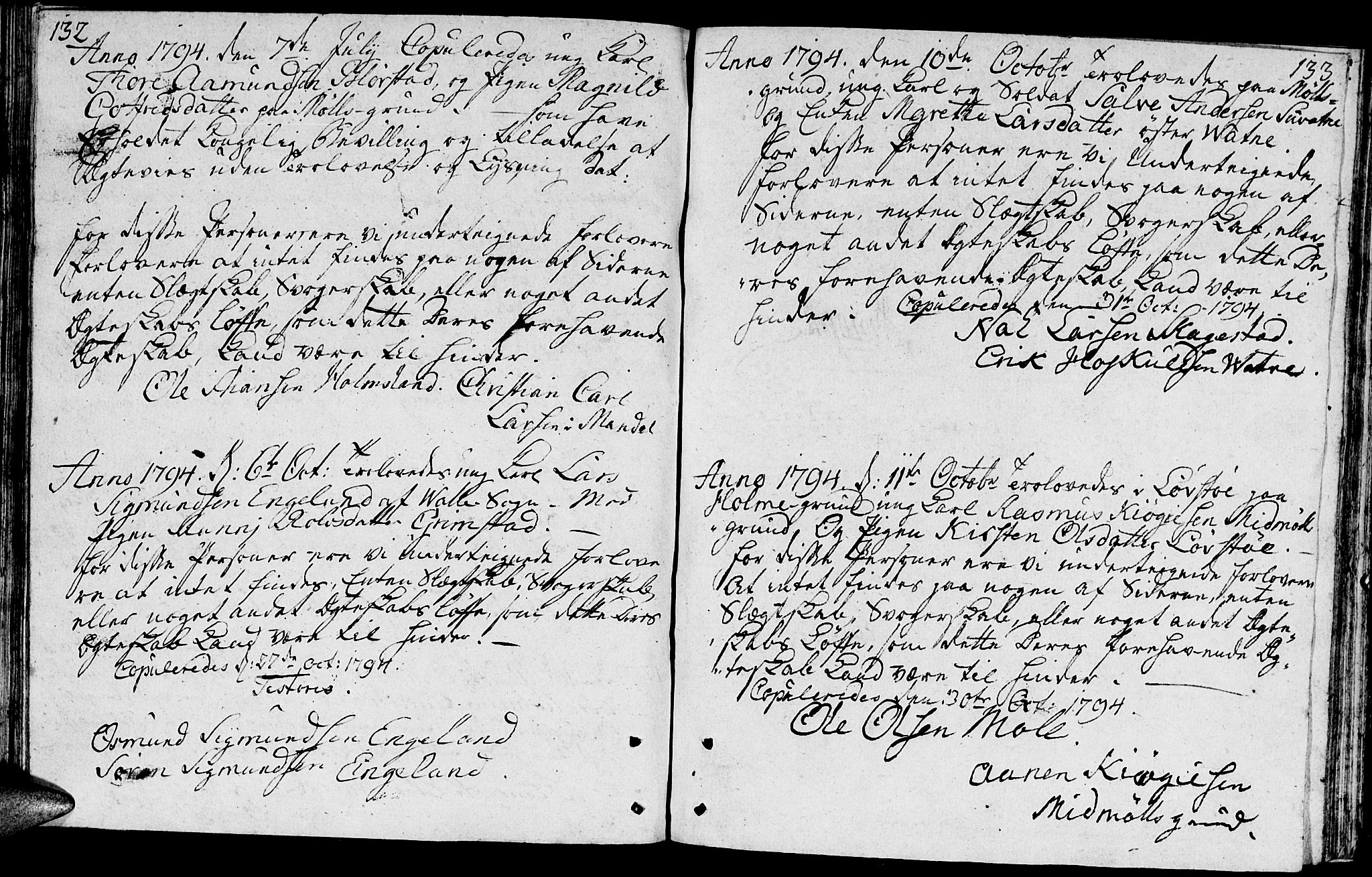 Holum sokneprestkontor, AV/SAK-1111-0022/F/Fa/Faa/L0001: Parish register (official) no. A 1, 1750-1802, p. 132-133