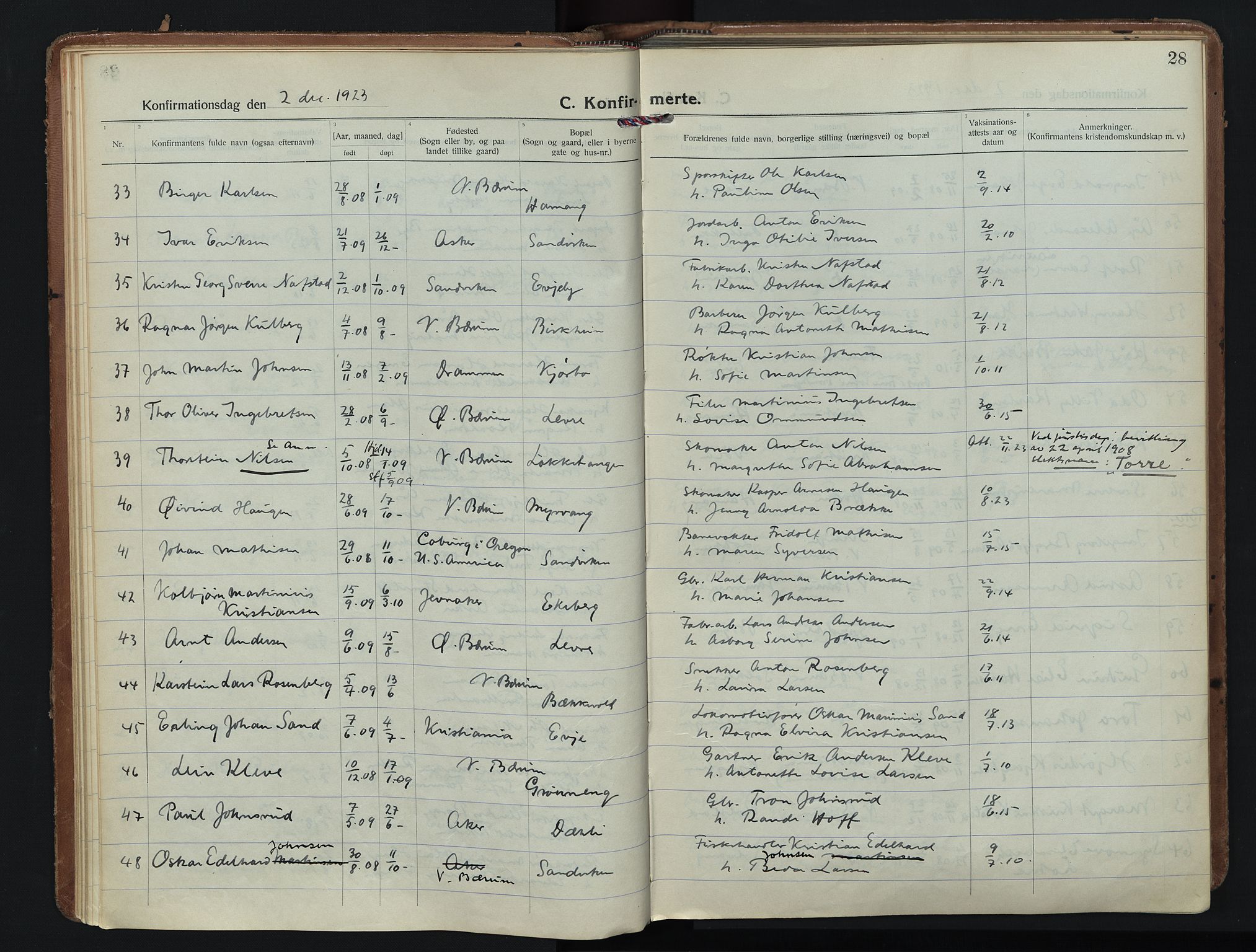 Vestre Bærum prestekontor Kirkebøker, AV/SAO-A-10209a/F/Fa/L0004: Parish register (official) no. 4, 1920-1952, p. 28