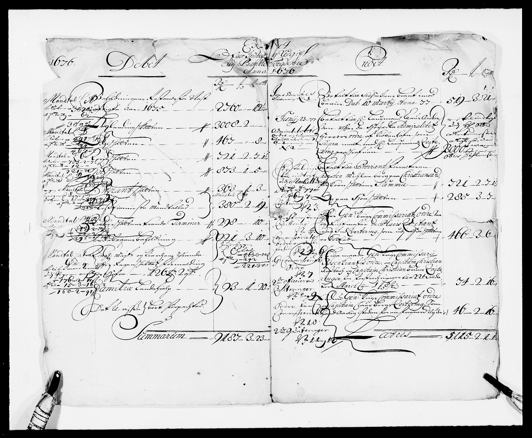 Rentekammeret inntil 1814, Reviderte regnskaper, Fogderegnskap, RA/EA-4092/R34/L2043: Fogderegnskap Bamble, 1676-1677, p. 2