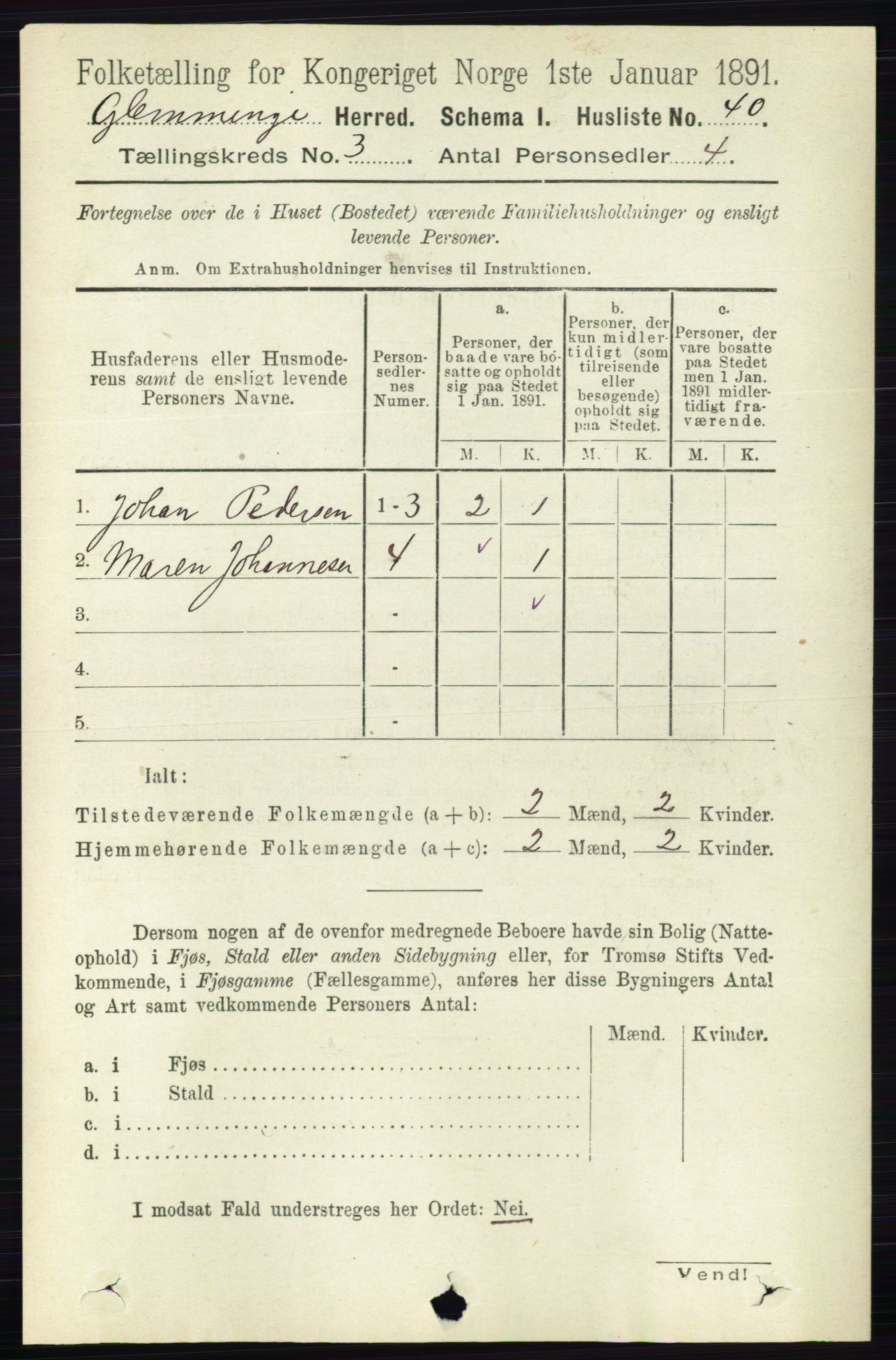 RA, 1891 census for 0132 Glemmen, 1891, p. 1831