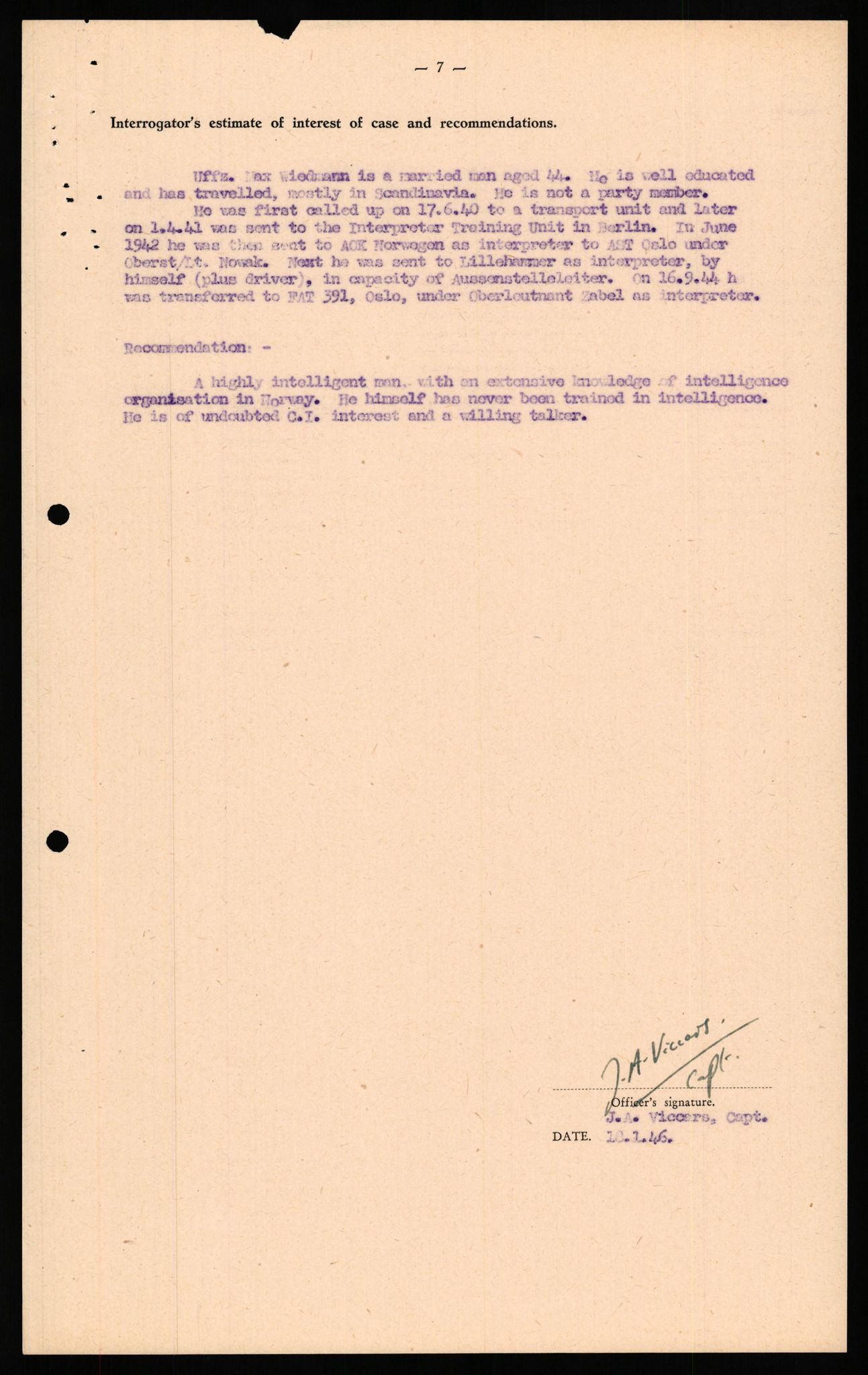 Forsvaret, Forsvarets overkommando II, AV/RA-RAFA-3915/D/Db/L0035: CI Questionaires. Tyske okkupasjonsstyrker i Norge. Tyskere., 1945-1946, p. 504