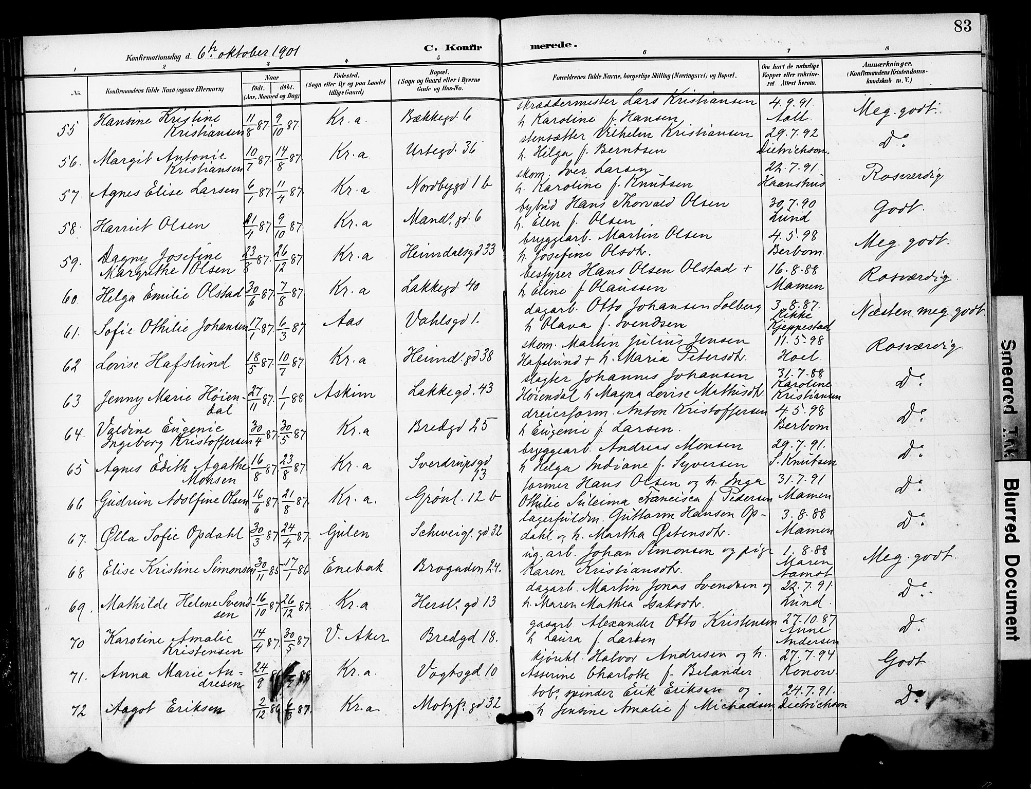 Grønland prestekontor Kirkebøker, SAO/A-10848/F/Fa/L0015: Parish register (official) no. 15, 1899-1919, p. 83