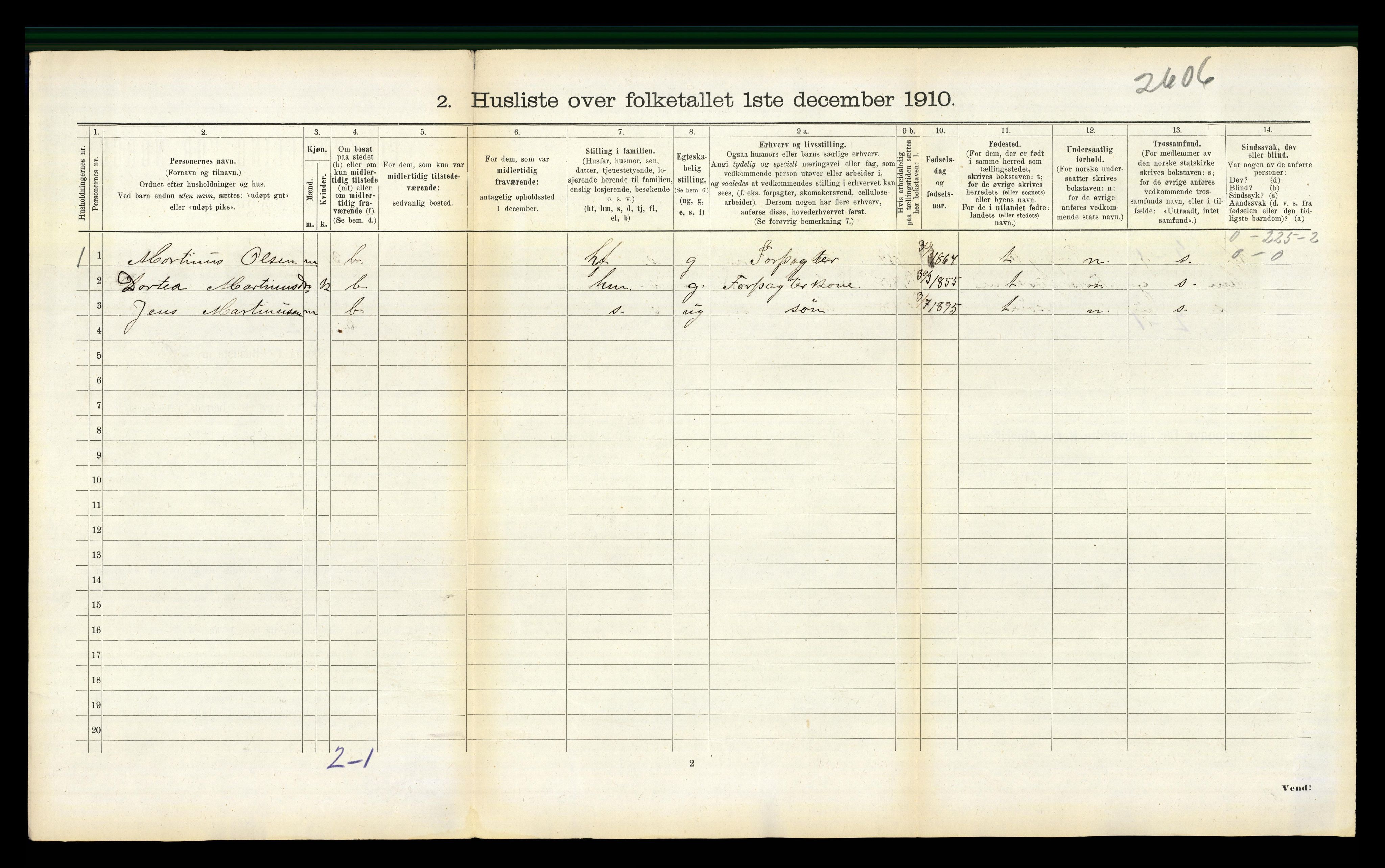 RA, 1910 census for Aa, 1910, p. 525