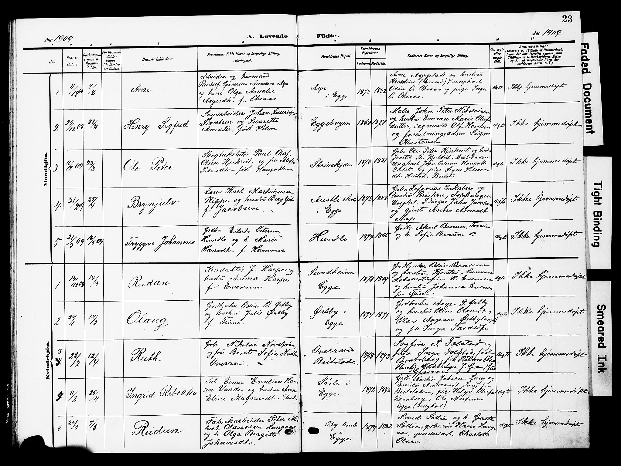 Ministerialprotokoller, klokkerbøker og fødselsregistre - Nord-Trøndelag, SAT/A-1458/740/L0381: Parish register (copy) no. 740C02, 1903-1914, p. 23